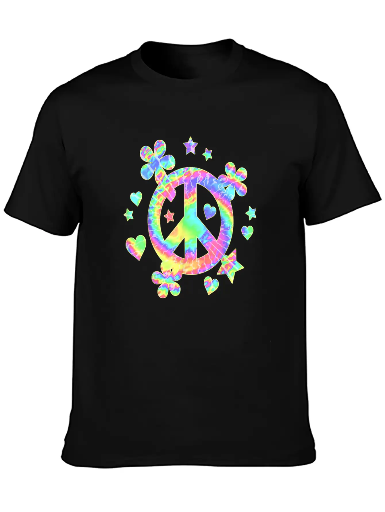 Tie Dye Peace Sign Cute Love Colorful Tye Dye Hipp Lightweight Cotton T-Shirt – Daily Comfort Graphic Shirt