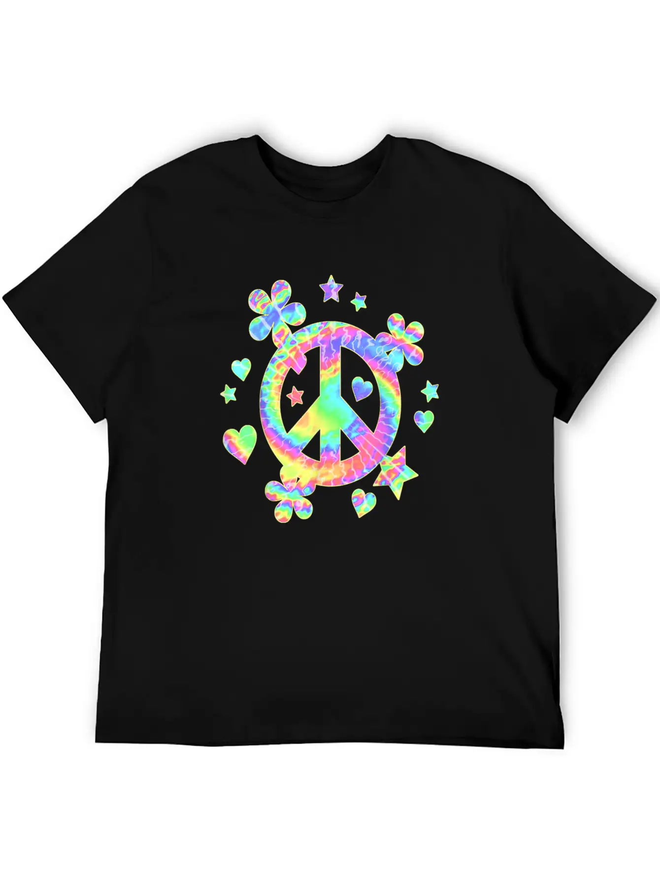 Tie Dye Peace Sign Cute Love Colorful Tye Dye Hipp Lightweight Cotton T-Shirt – Daily Comfort Graphic Shirt