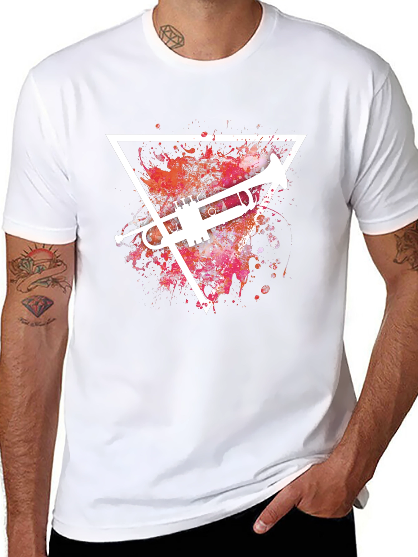 Trumpet Splash Graphic T-Shirt - Cool Music Tee