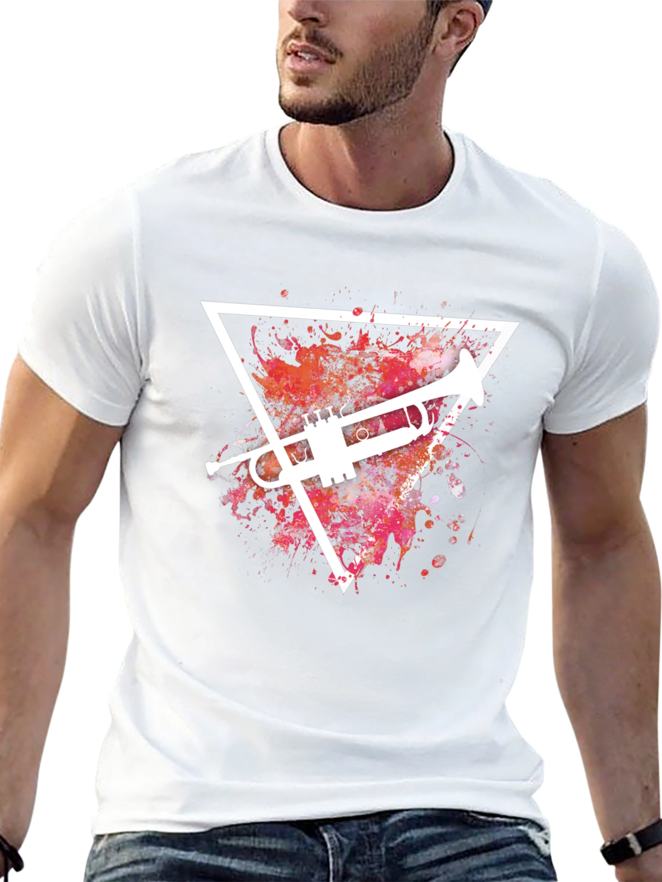 Trumpet Splash Graphic T-Shirt - Cool Music Tee