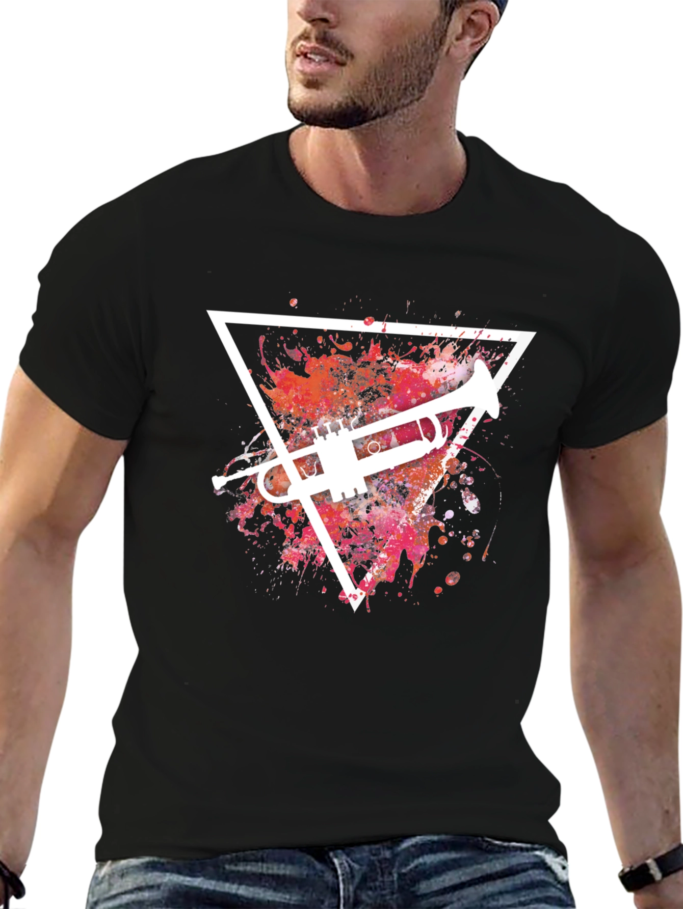 Trumpet Splash Graphic T-Shirt - Cool Music Tee