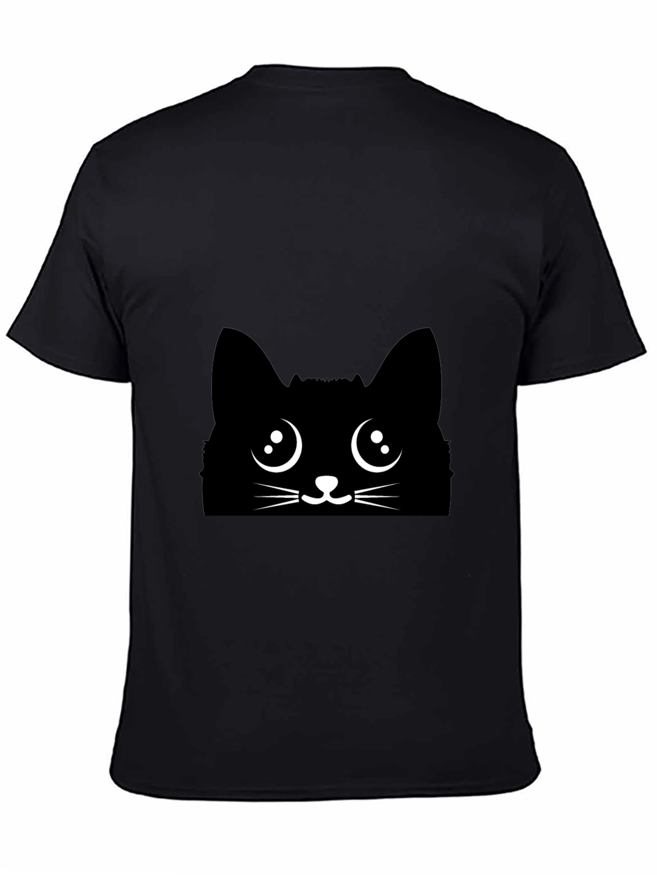 Black Cat Face Graphic Tee - Cute Kawaii Style