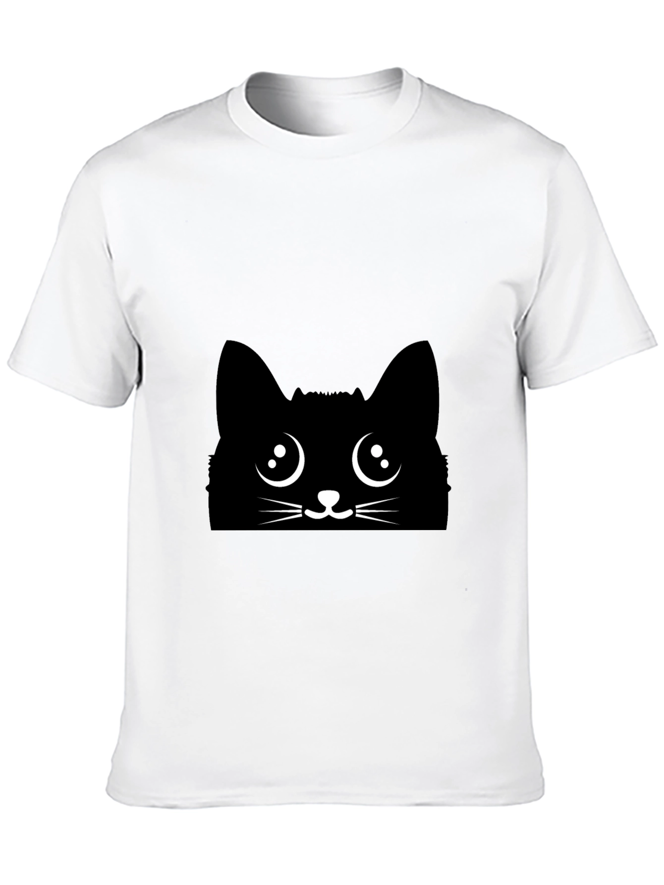 Black Cat Face Graphic Tee - Cute Kawaii Style
