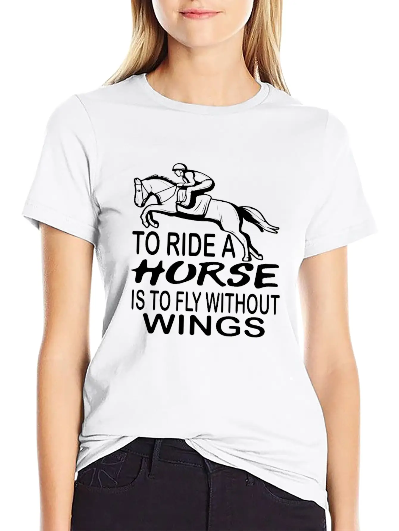 To Ride A Horse Is To Fly Without Wings Horseback Lightweight Cotton T-Shirt – Daily Comfort Graphic Shirt