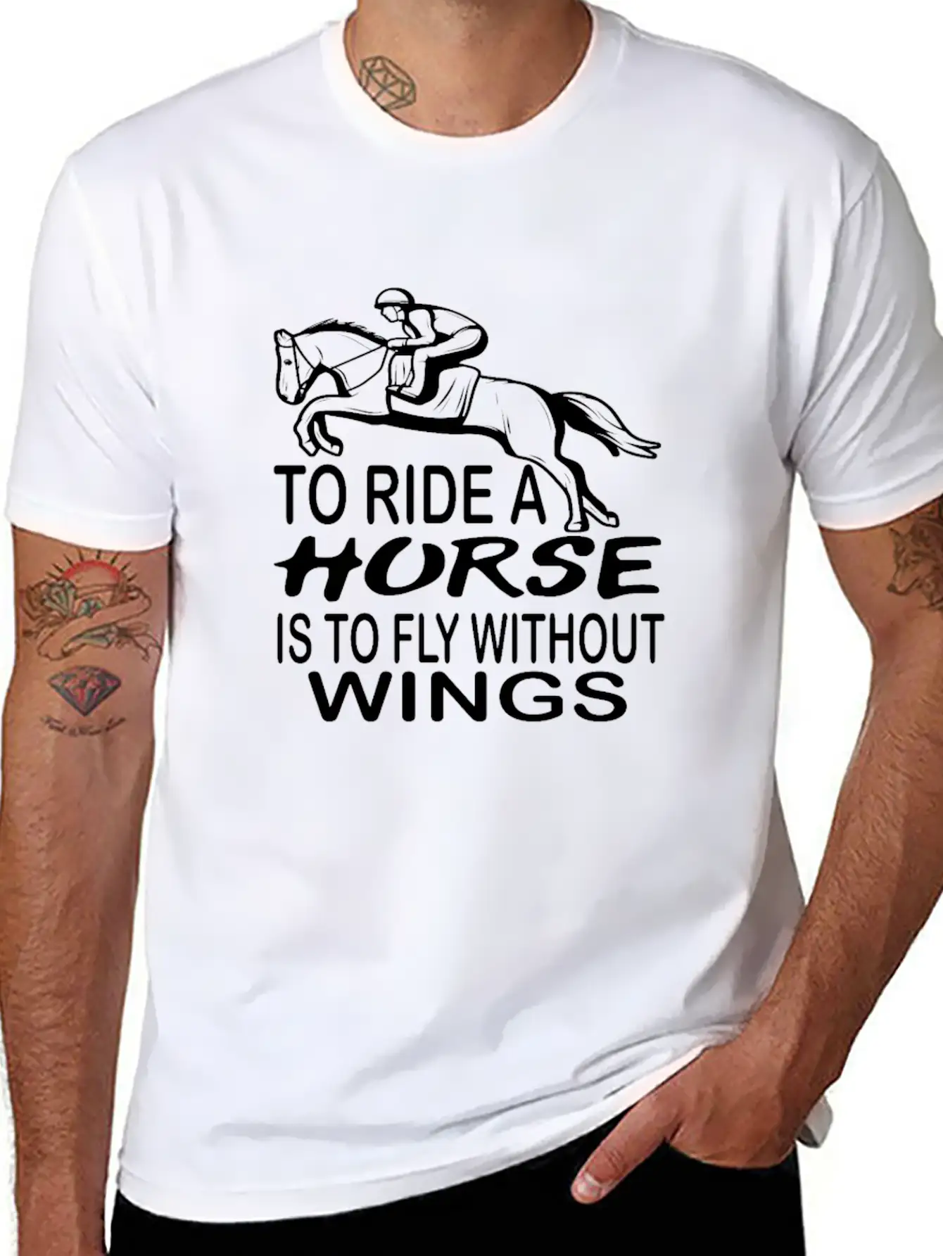 To Ride A Horse Is To Fly Without Wings Horseback Lightweight Cotton T-Shirt – Daily Comfort Graphic Shirt