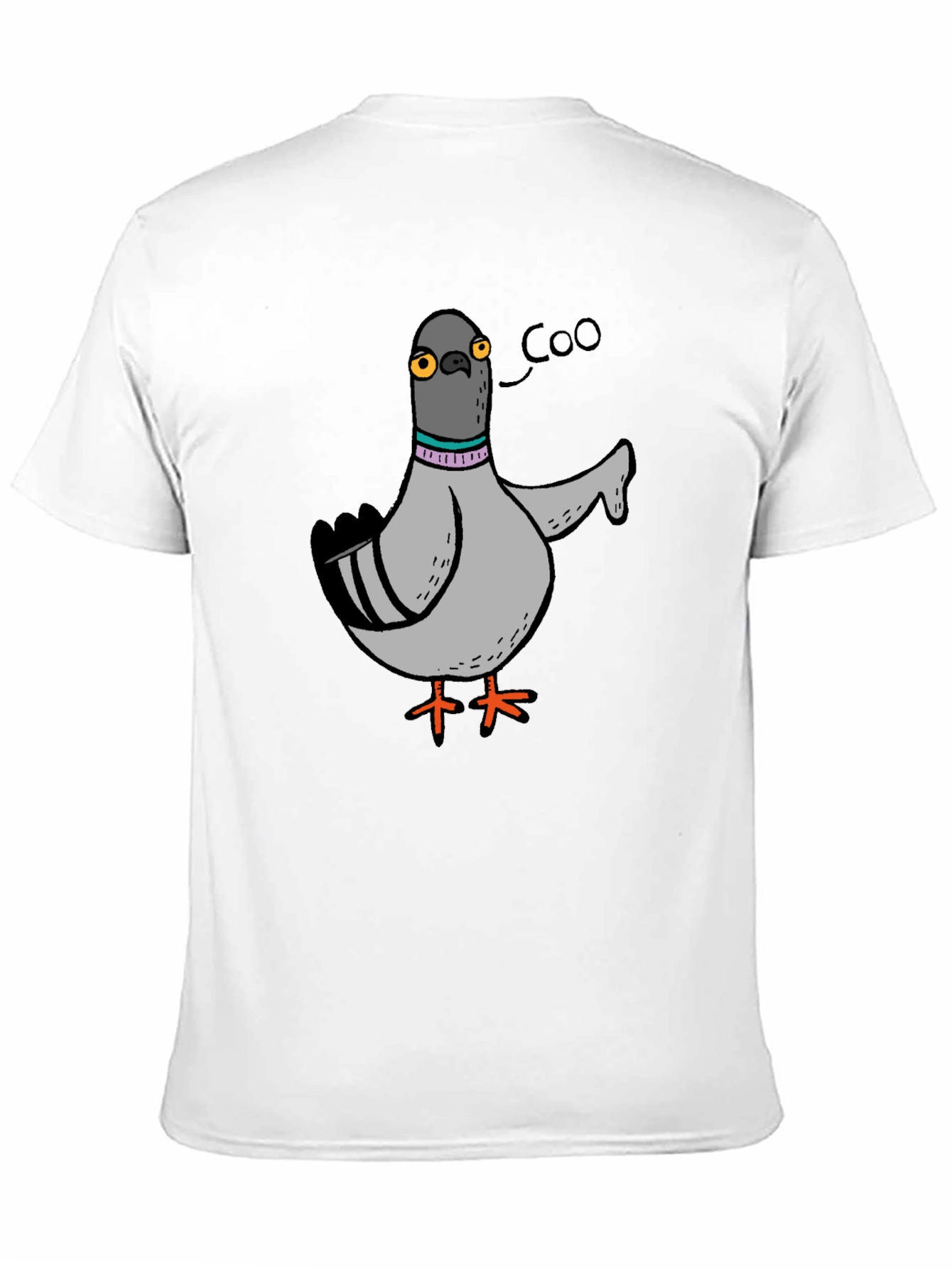 Cartoon Pigeon Coo T-Shirt - Black
