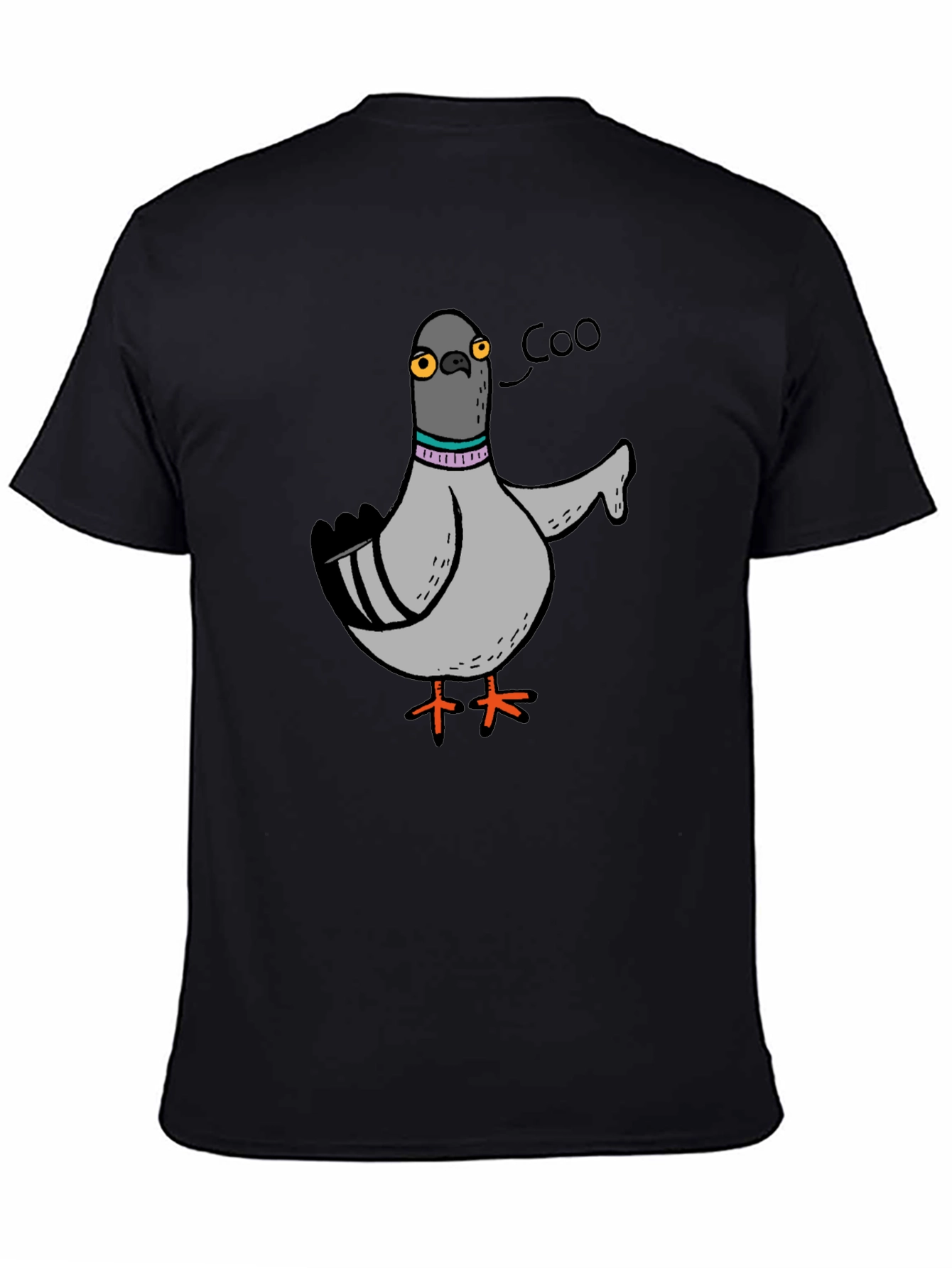 Cartoon Pigeon Coo T-Shirt - Black