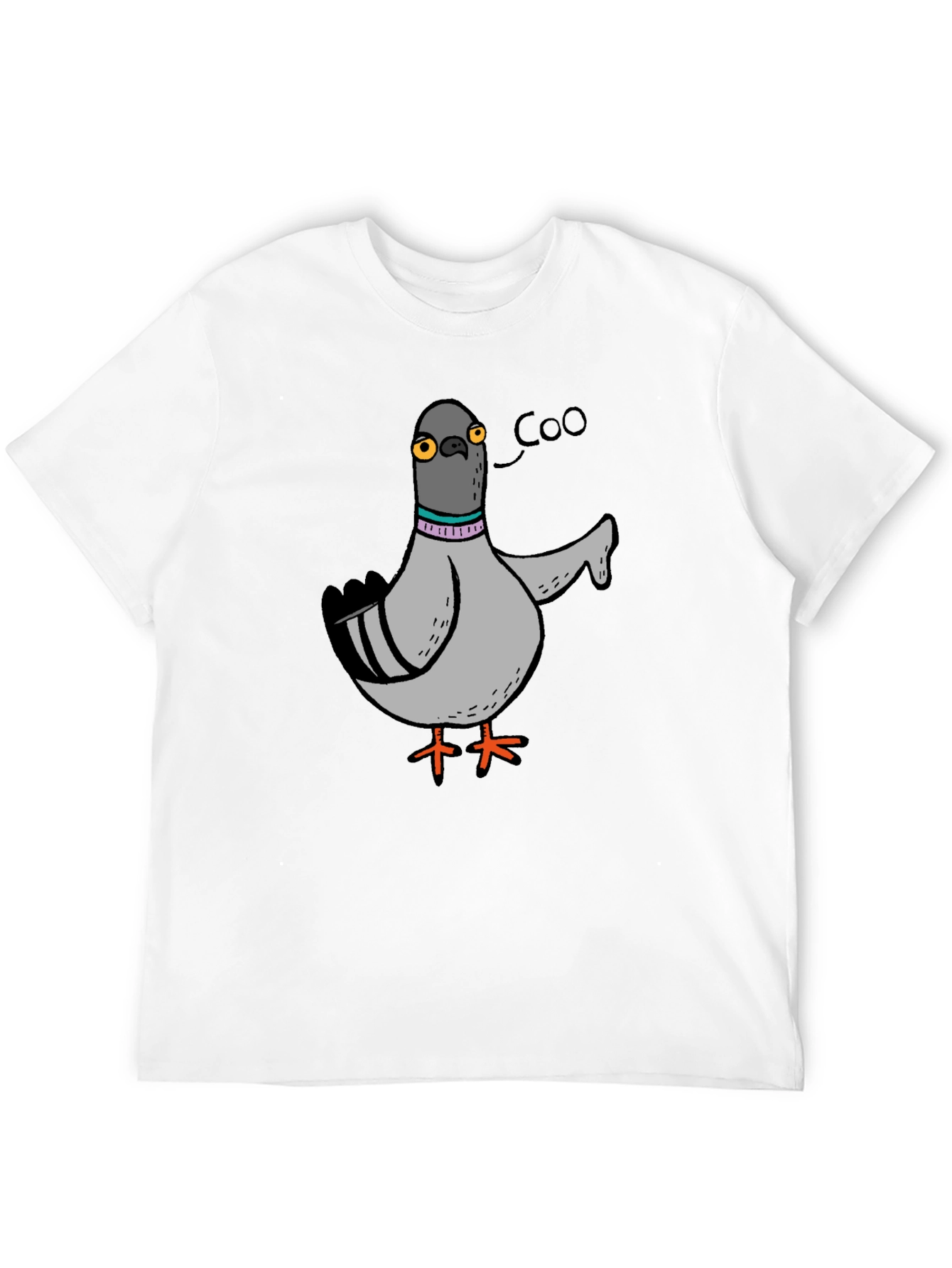 Cartoon Pigeon Coo T-Shirt - Black