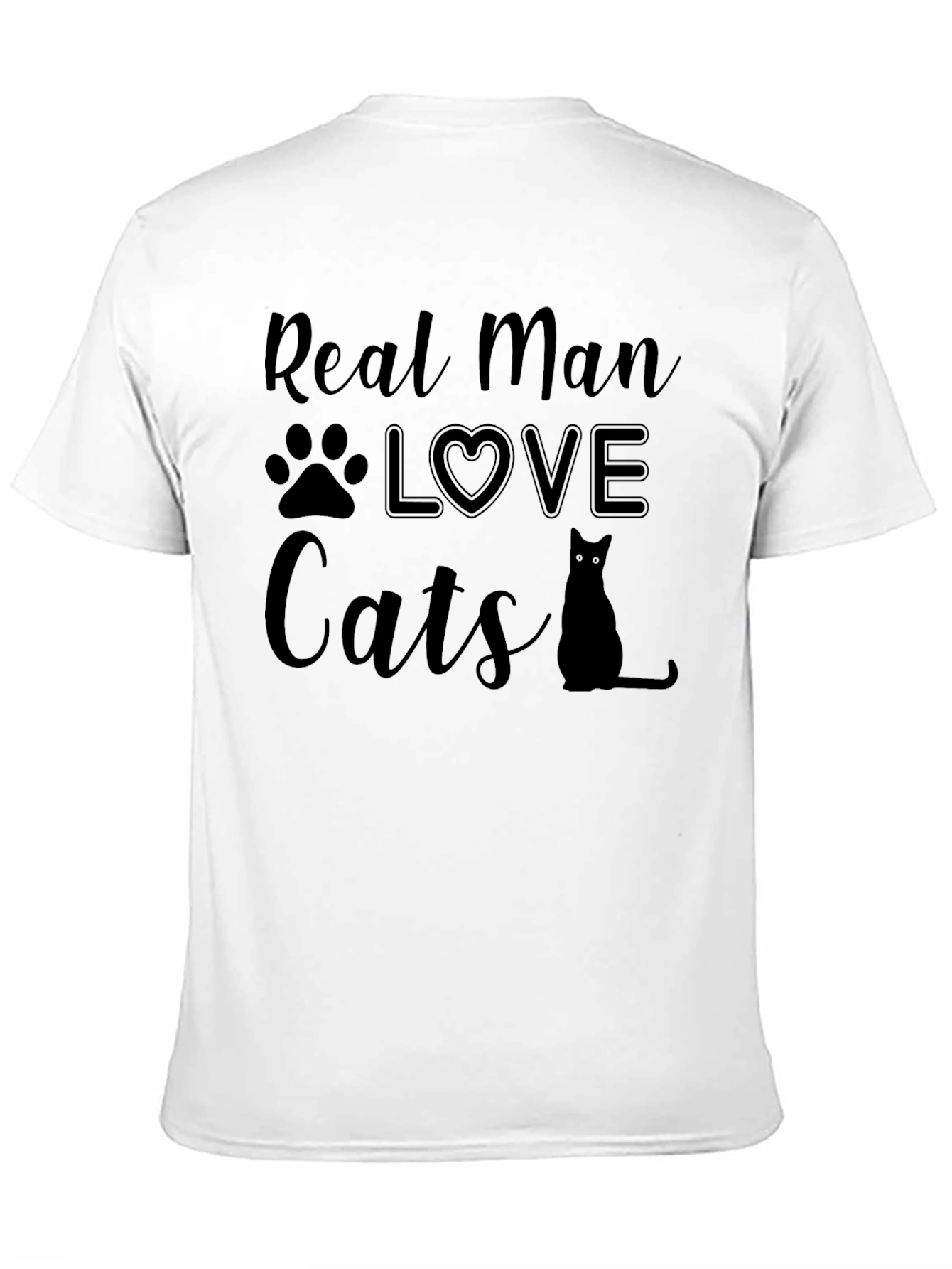 Real Man Loves Cats Black T-Shirt