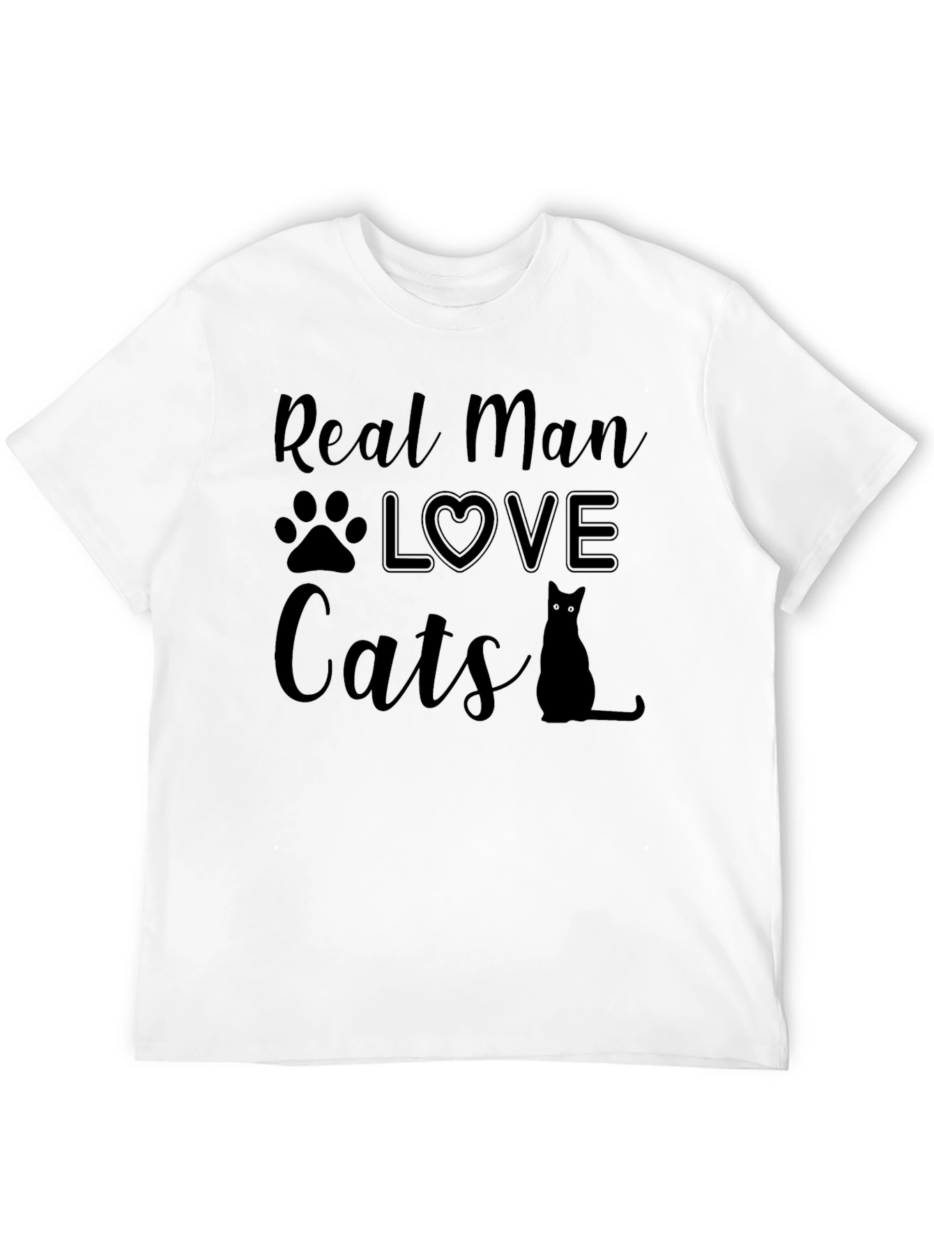 Real Man Loves Cats Black T-Shirt