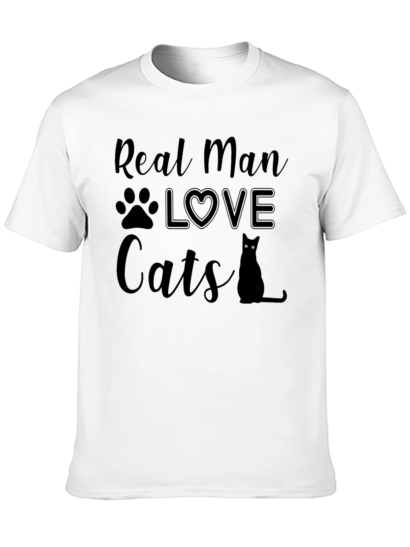 Real Man Loves Cats Black T-Shirt