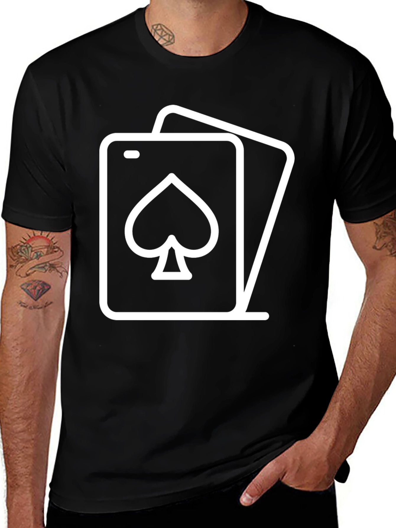Spade Card Graphic Tee - Black Cotton Casual Shirt