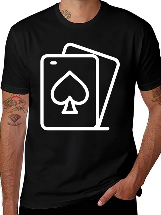 Spade Card Graphic Tee - Black Cotton Casual Shirt