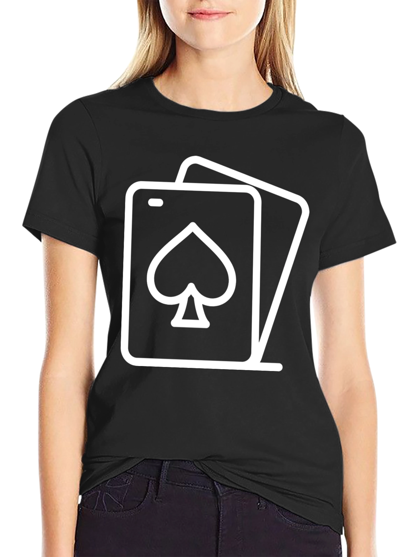 Spade Card Graphic Tee - Black Cotton Casual Shirt