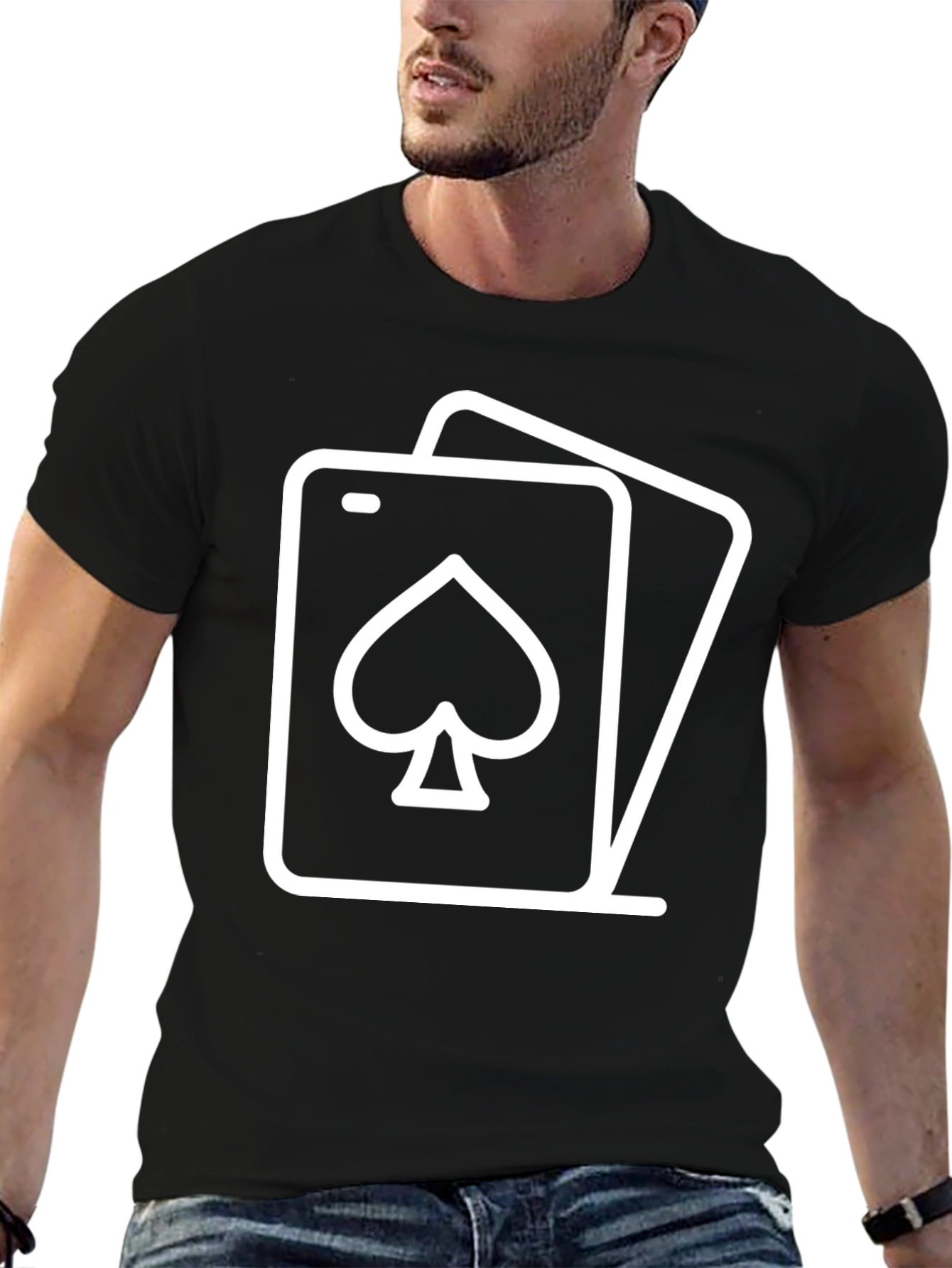 Spade Card Graphic Tee - Black Cotton Casual Shirt