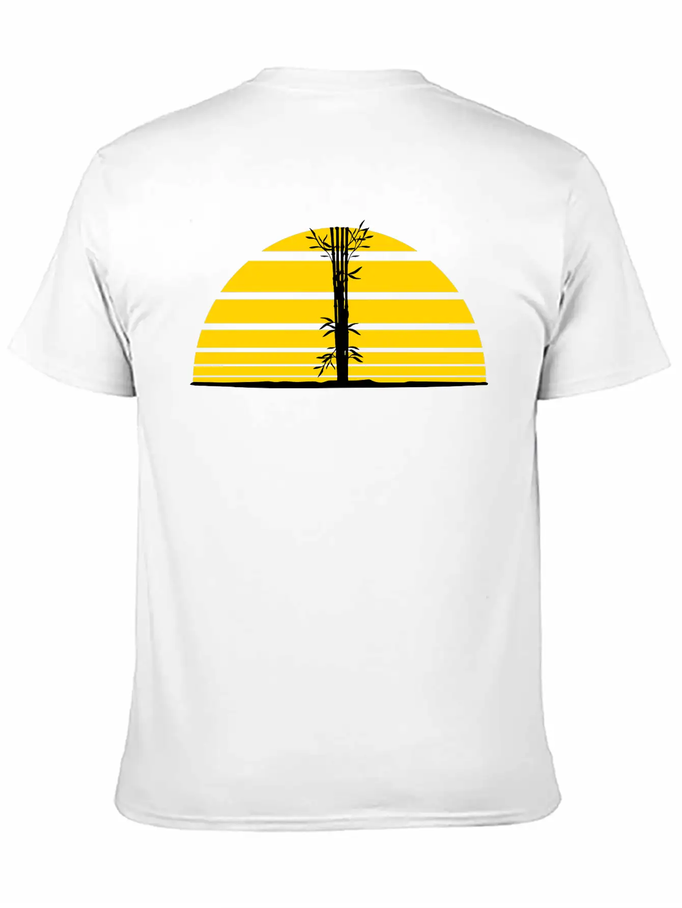 Tree Bamboo Sun Sunset Plant Silhouette Many Stem Lightweight Cotton T-Shirt – Daily Comfort Graphic Shirt