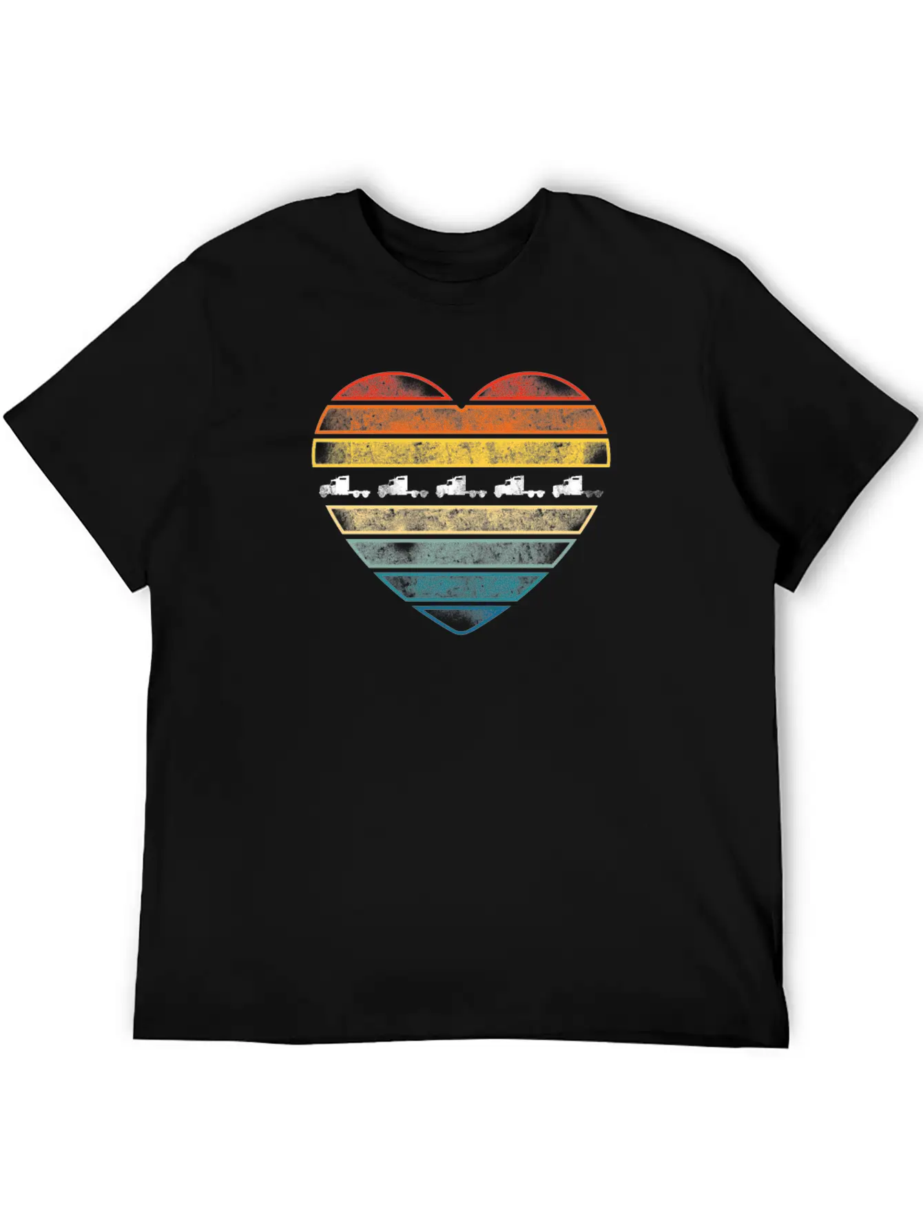 Trucker Truck Driver Retro Heart Lightweight Cotton T-Shirt – Daily Comfort Graphic Shirt
