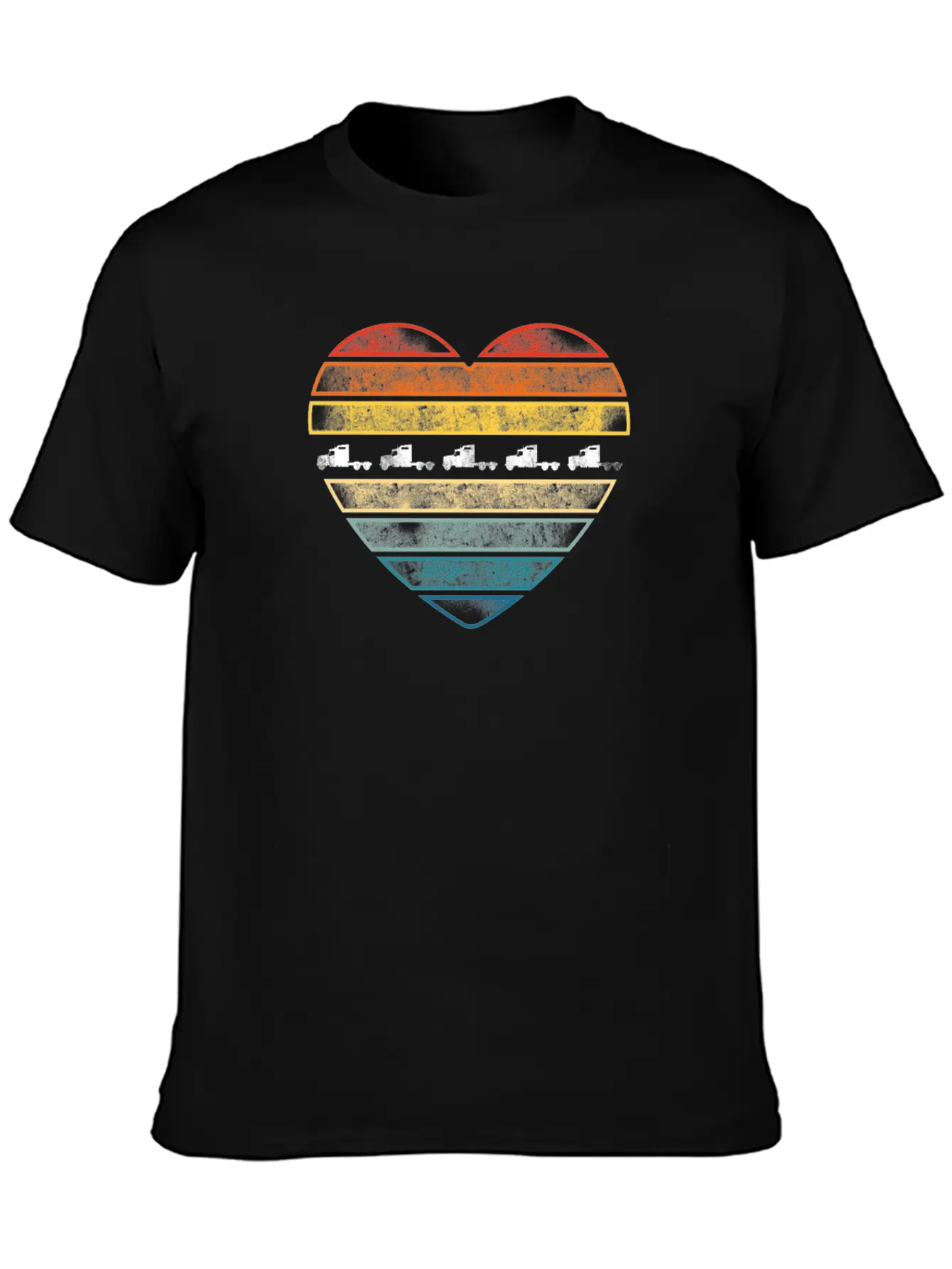 Trucker Truck Driver Retro Heart Lightweight Cotton T-Shirt – Daily Comfort Graphic Shirt