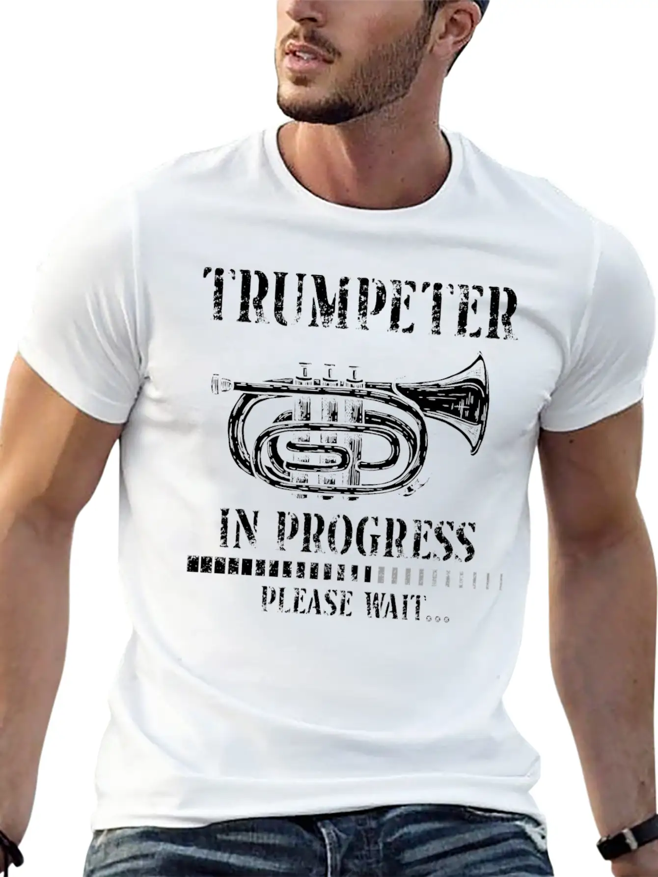 Trumpet Player Vintage Trumpeter Lightweight Cotton T-Shirt – Daily Comfort Graphic Shirt