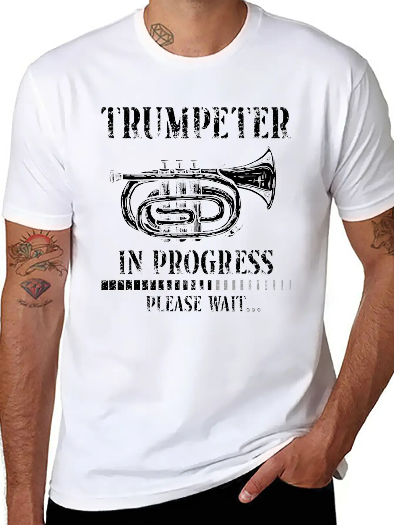 Trumpet Player Vintage Trumpeter Lightweight Cotton T-Shirt – Daily Comfort Graphic Shirt
