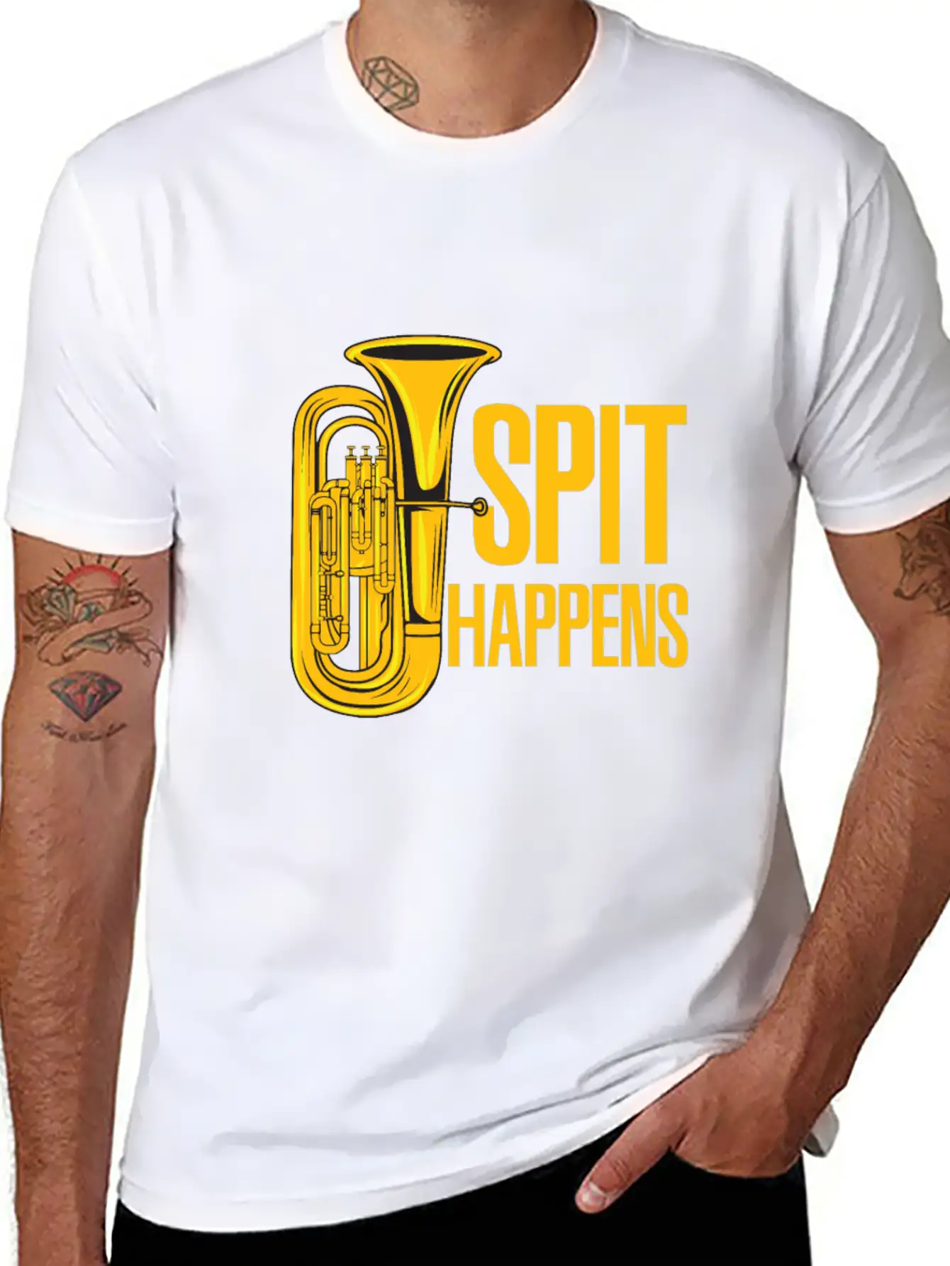 Tuba - Spit Happens Funny - Concert Lightweight Cotton T-Shirt – Daily Comfort Graphic Shirt