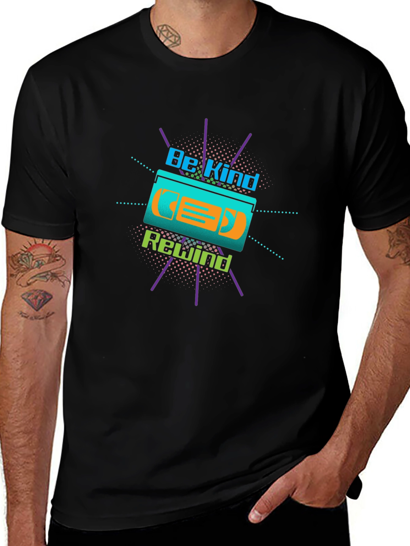 Be Kind Rewind Retro VHS Tape Black T-Shirt