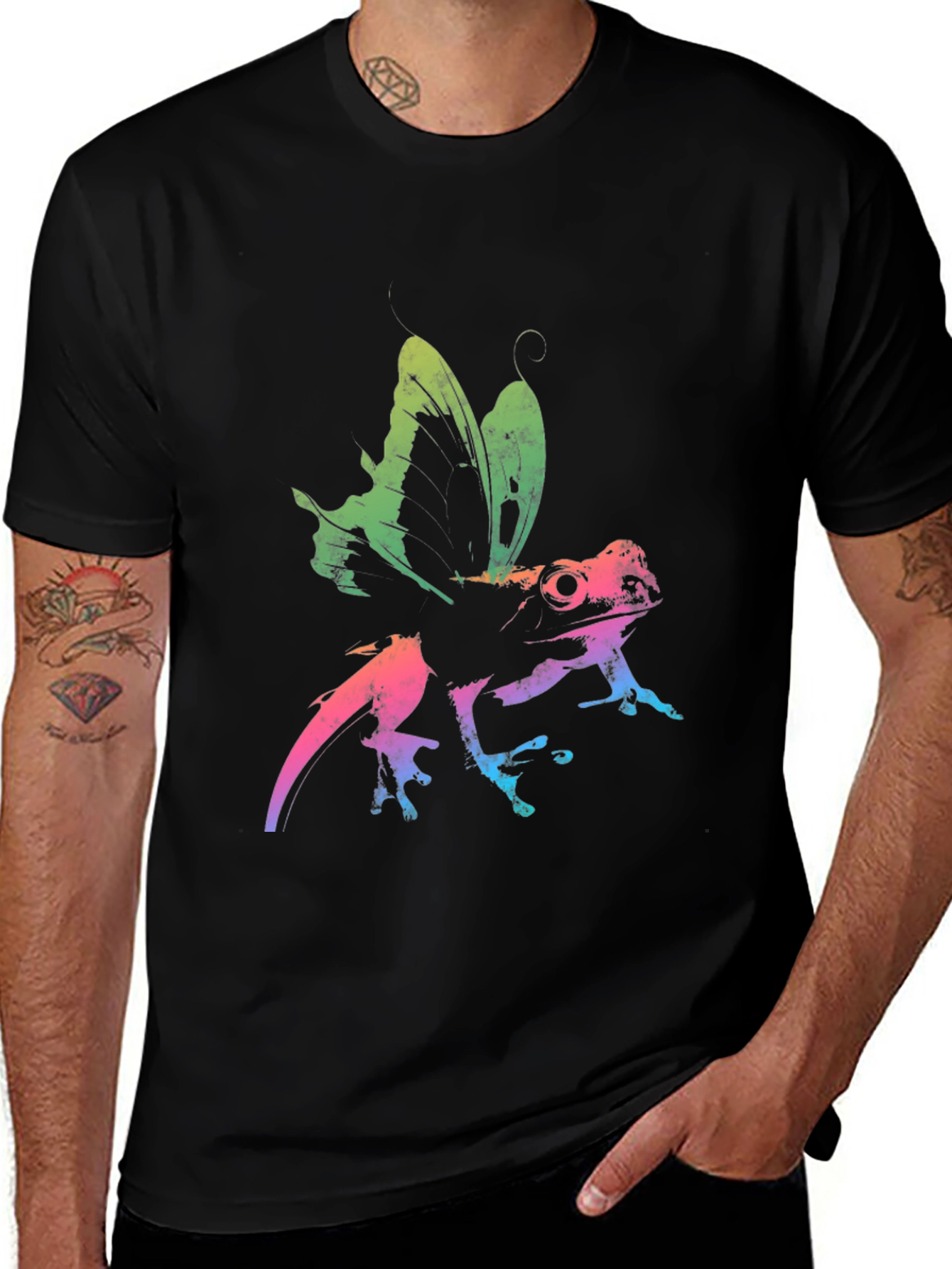 Rainbow Frog Butterfly Graphic Tee