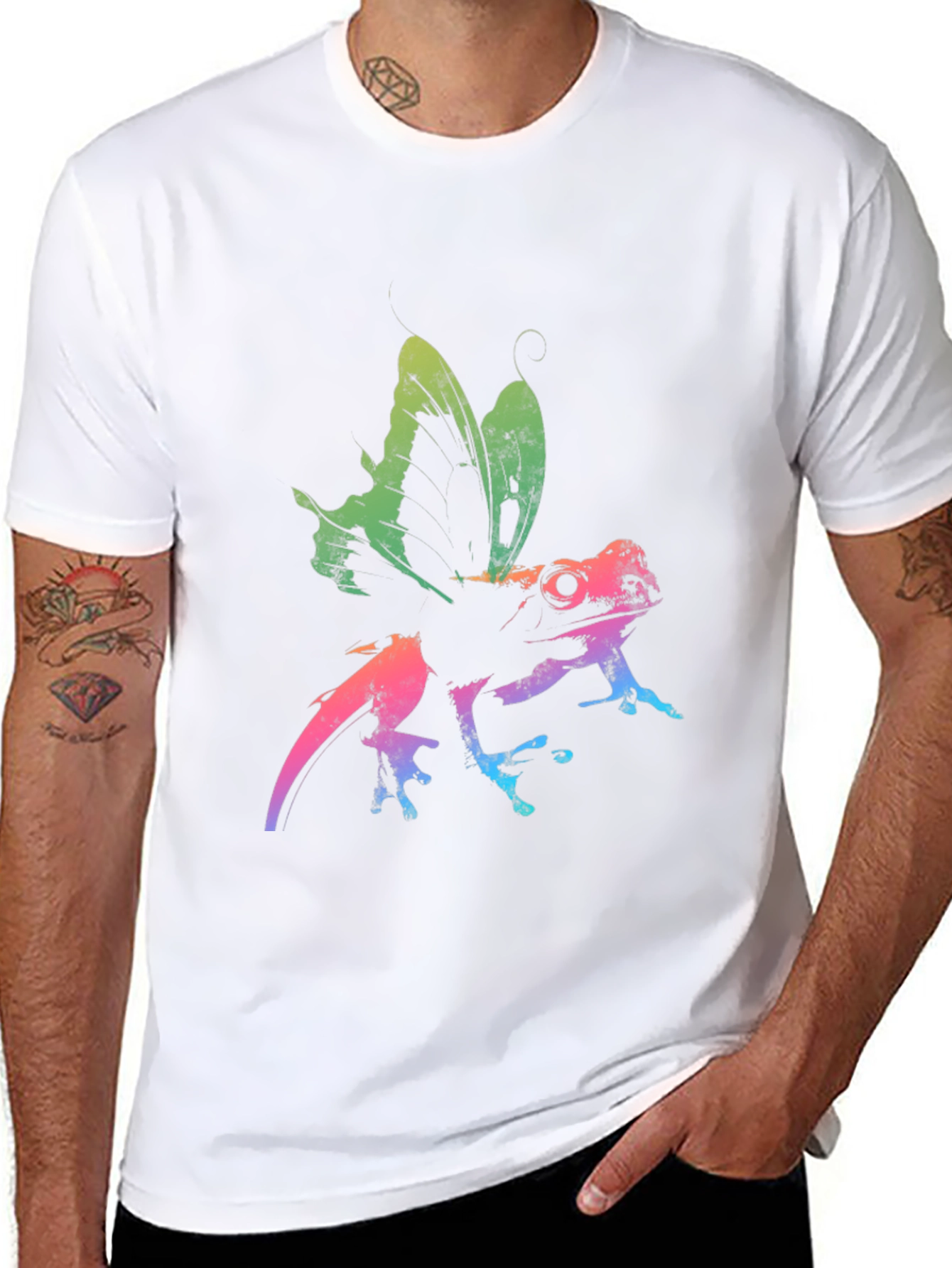 Rainbow Frog Butterfly Graphic Tee