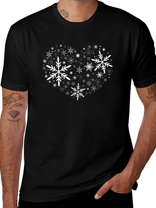 Snowflake Heart Graphic T-Shirt - Holiday Cheer