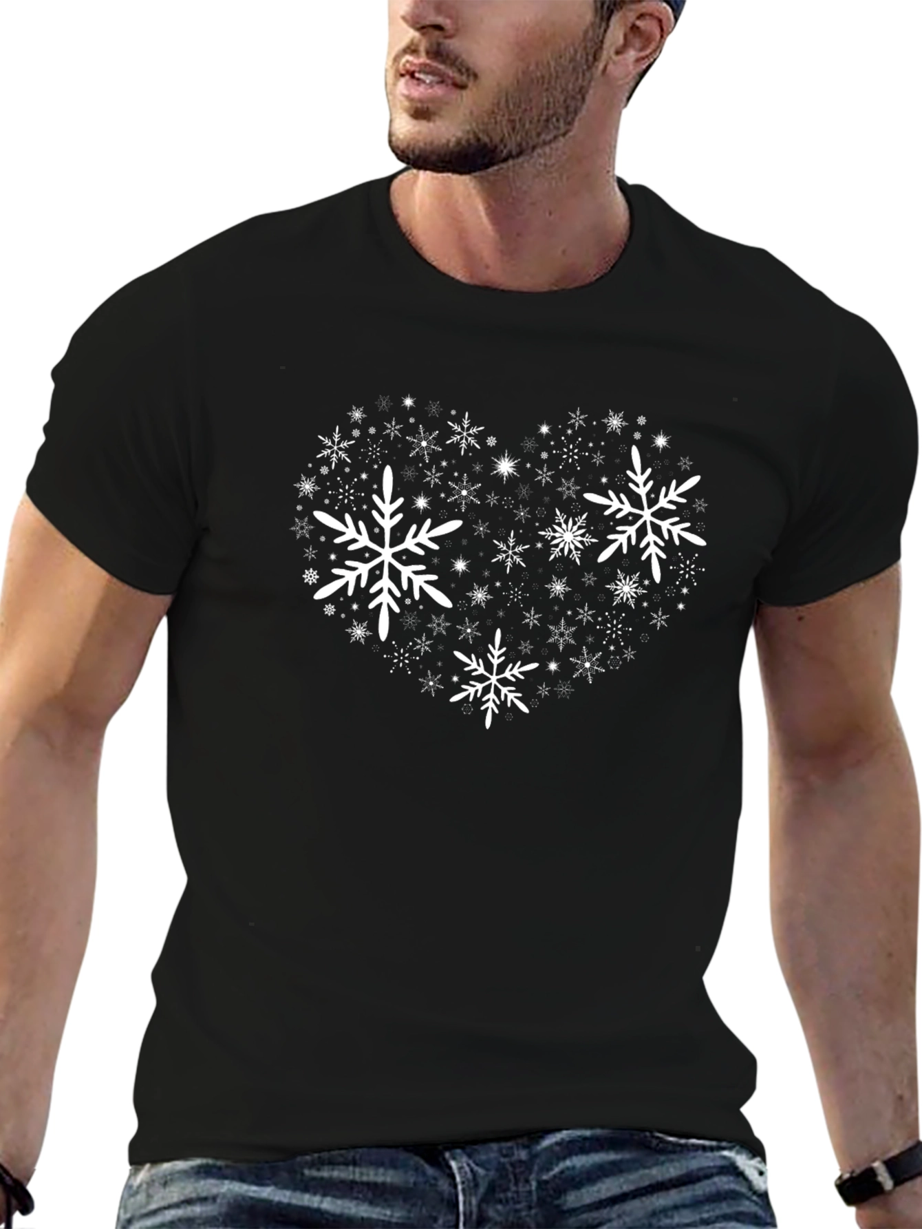 Snowflake Heart Graphic T-Shirt - Holiday Cheer