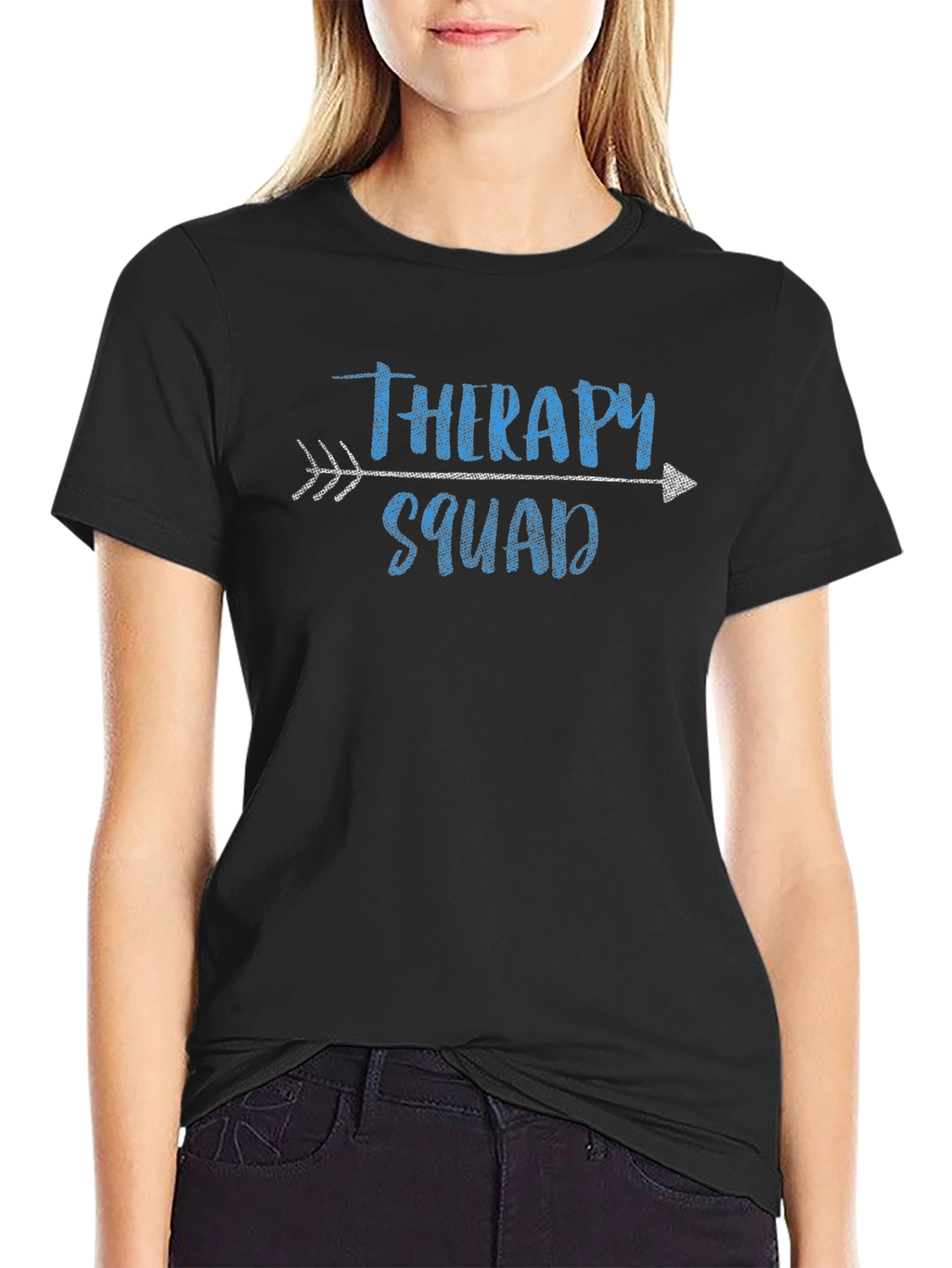 Therapy Squad Arrow T-Shirt - Black Crew Neck Tee