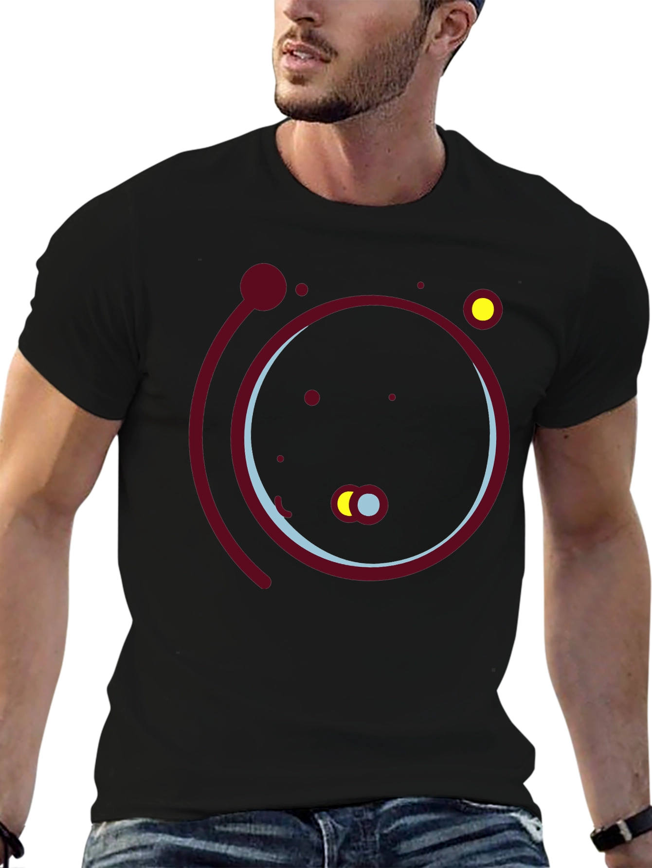 Abstract Solar System Graphic Tee - Black