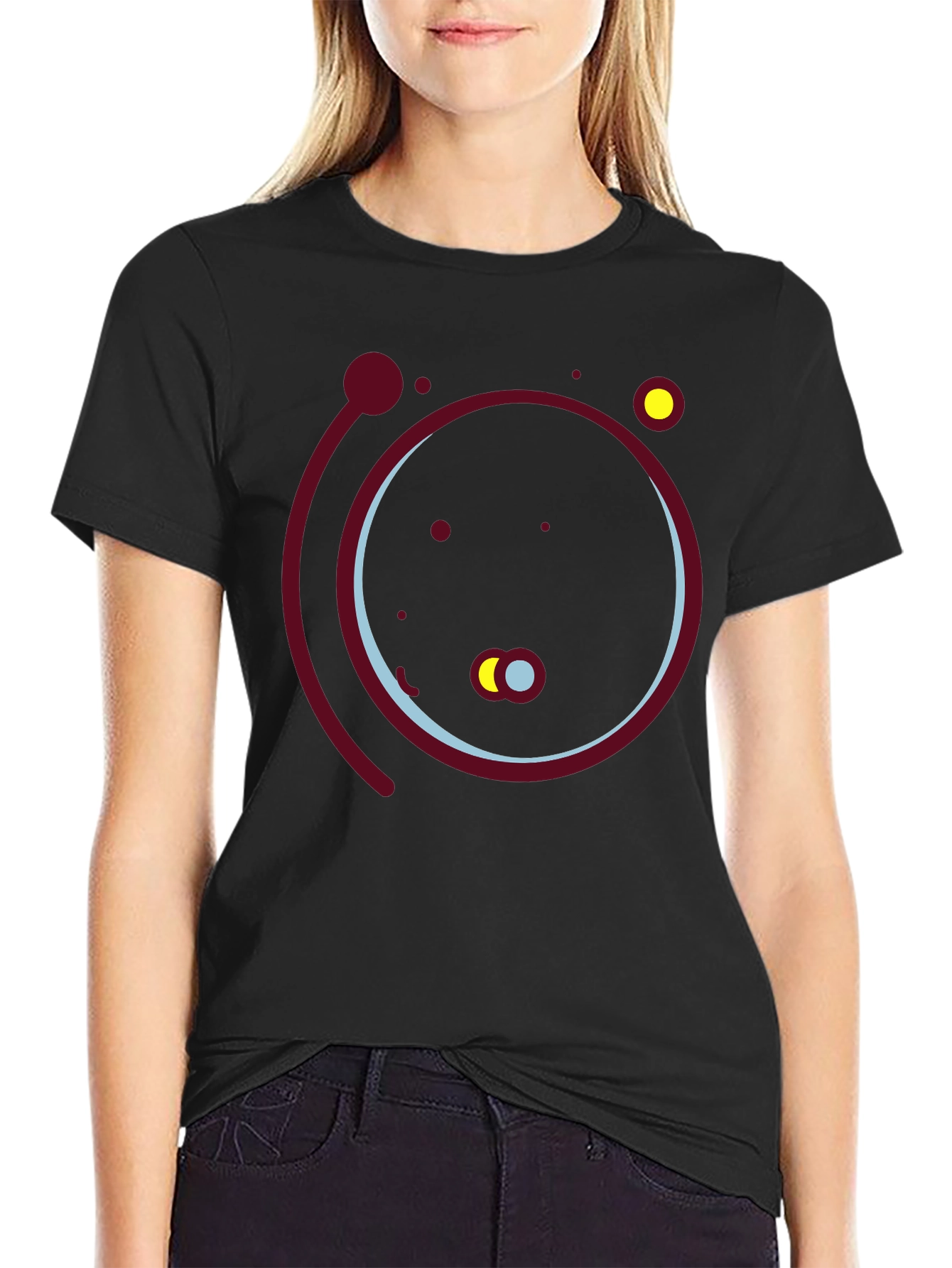Abstract Solar System Graphic Tee - Black