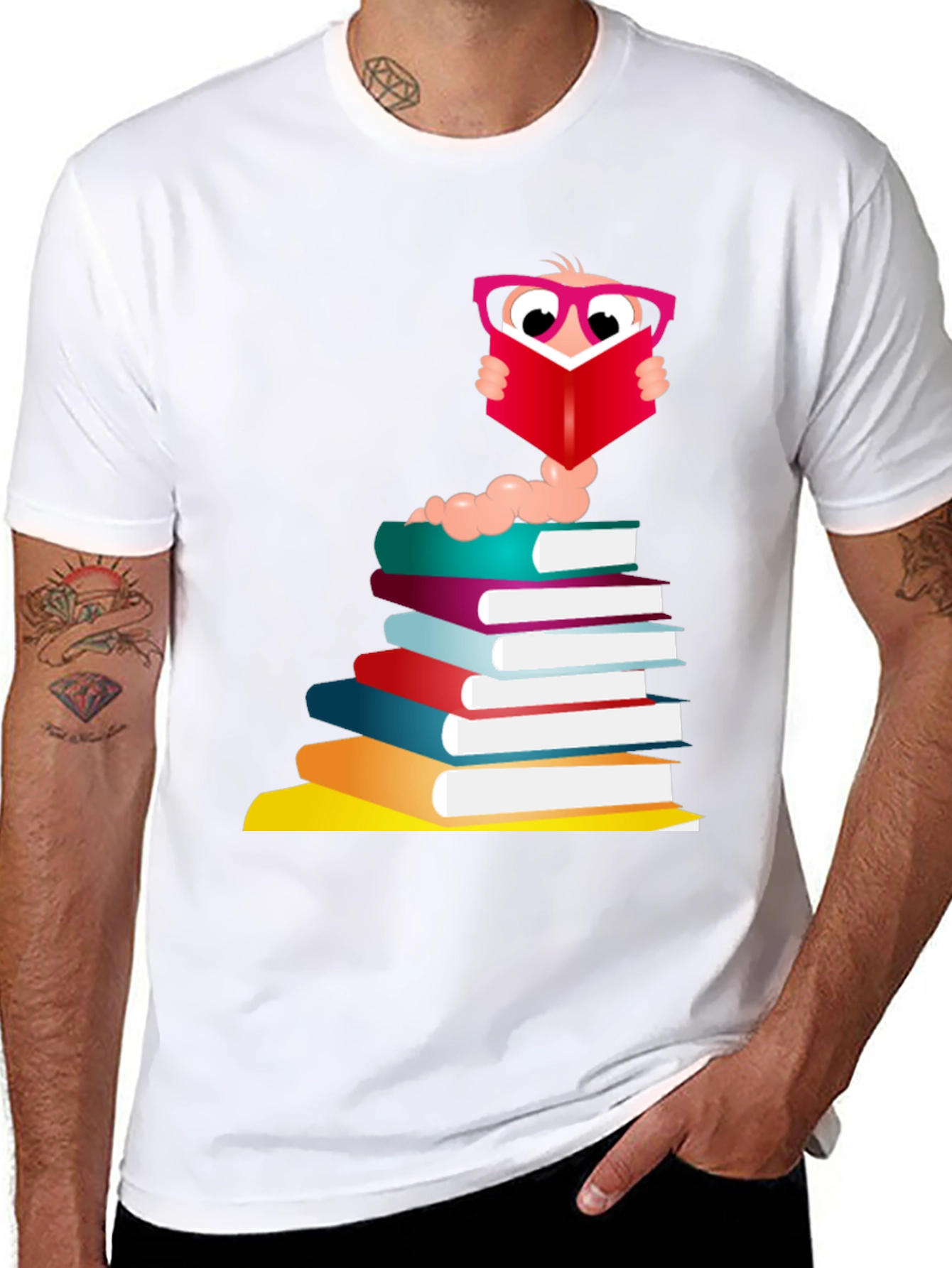Bookworm Graphic Tee - Black Cotton T-Shirt