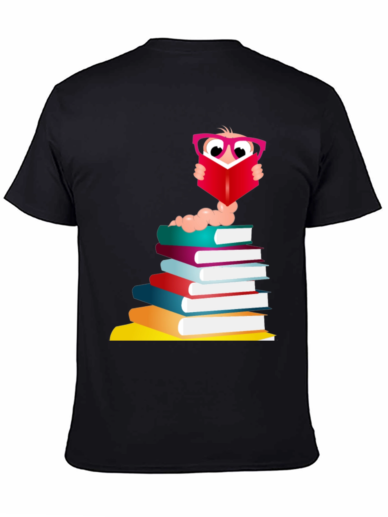 Bookworm Graphic Tee - Black Cotton T-Shirt