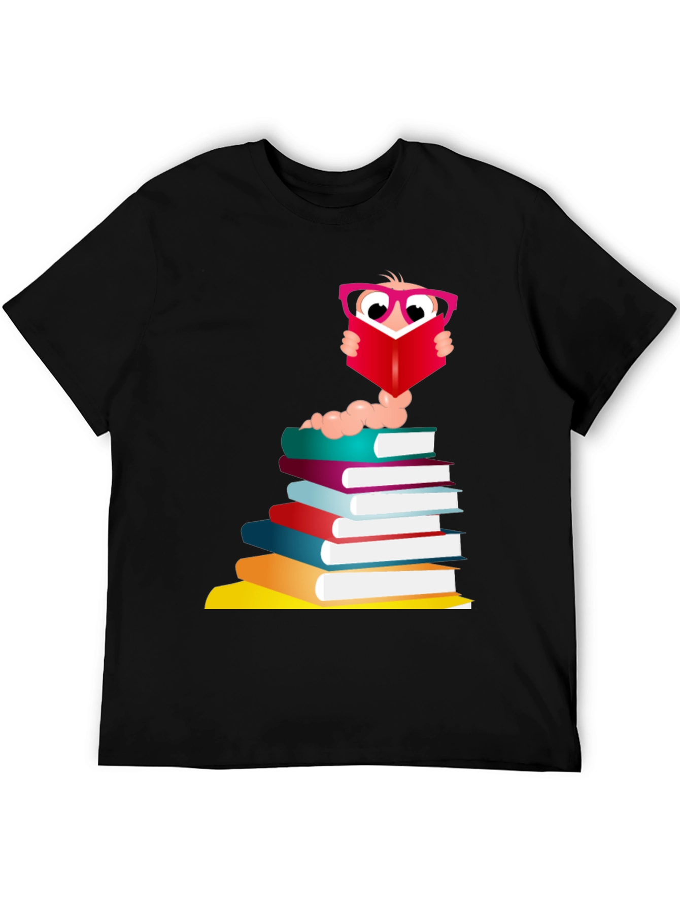 Bookworm Graphic Tee - Black Cotton T-Shirt