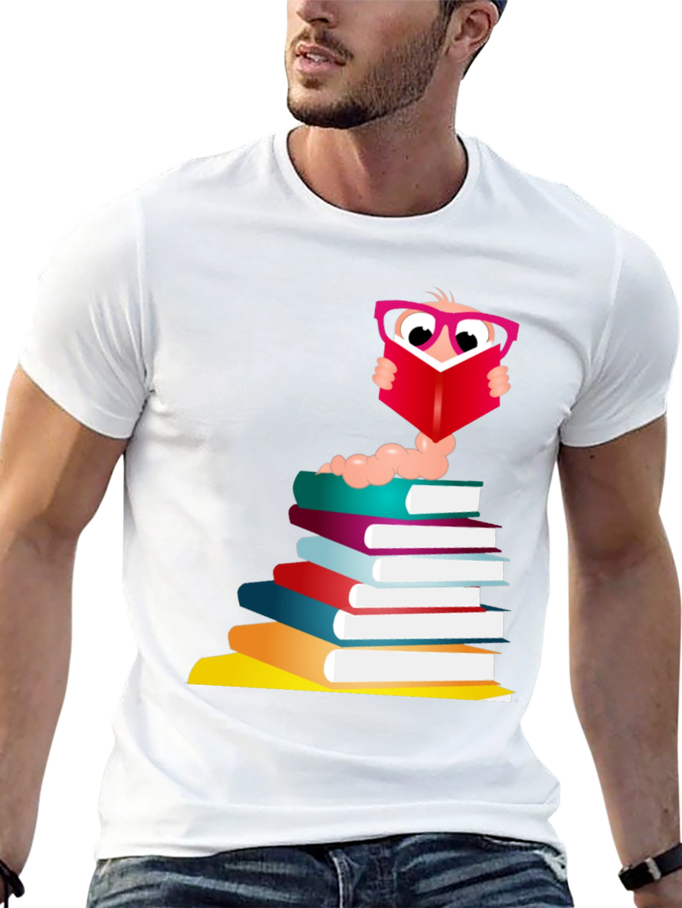 Bookworm Graphic Tee - Black Cotton T-Shirt