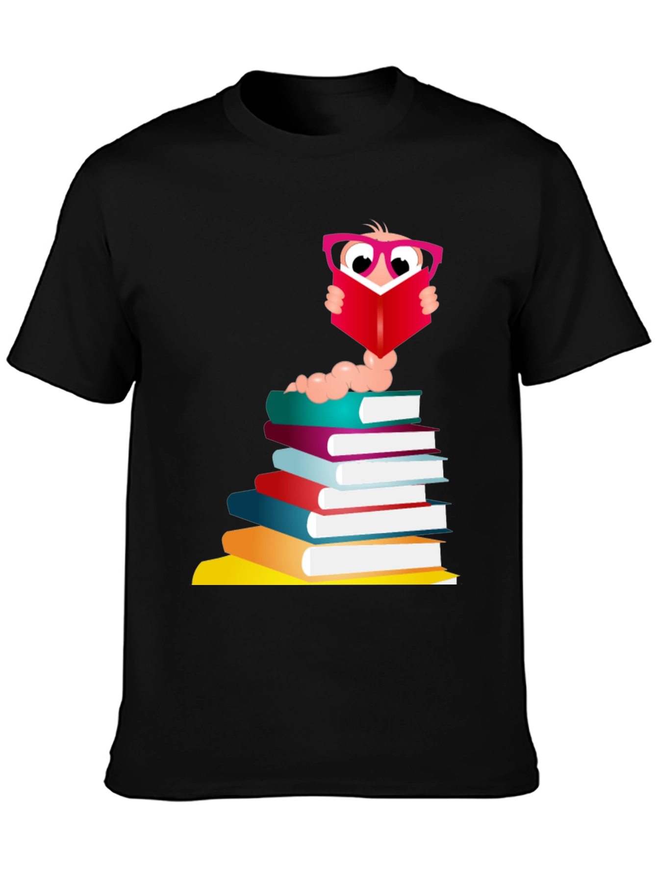 Bookworm Graphic Tee - Black Cotton T-Shirt