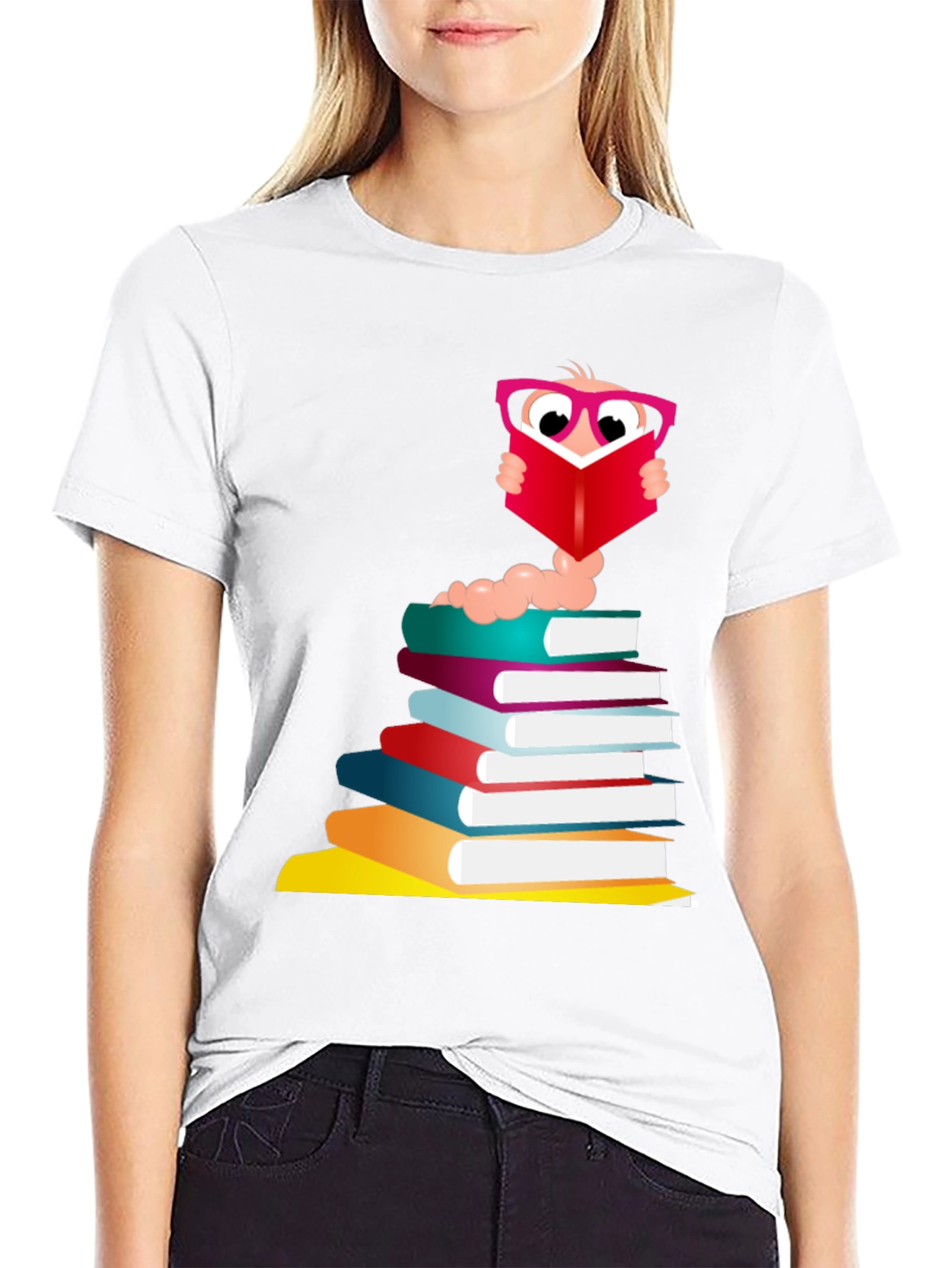 Bookworm Graphic Tee - Black Cotton T-Shirt
