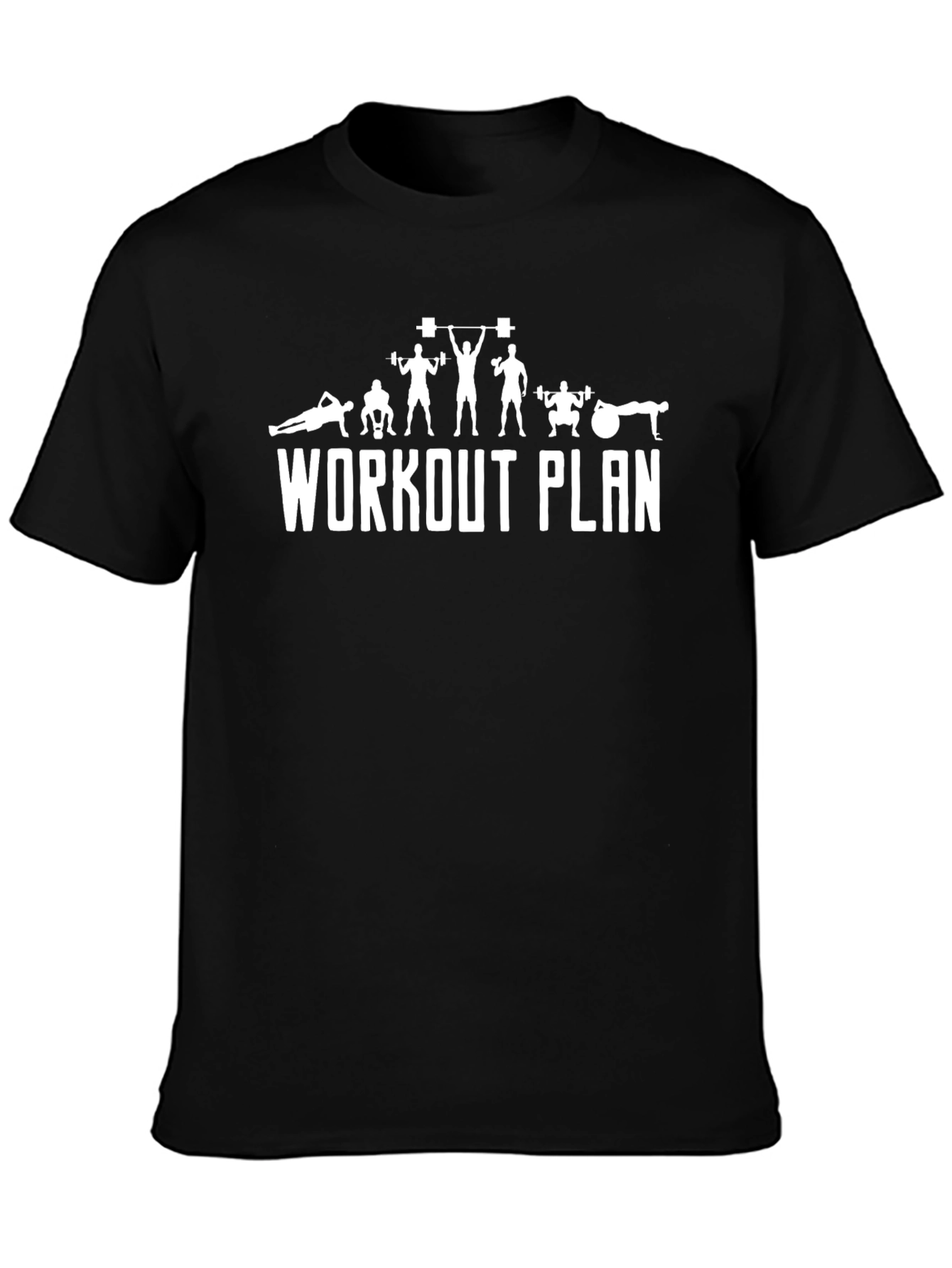 Workout Plan Graphic Tee - Black Cotton T-Shirt