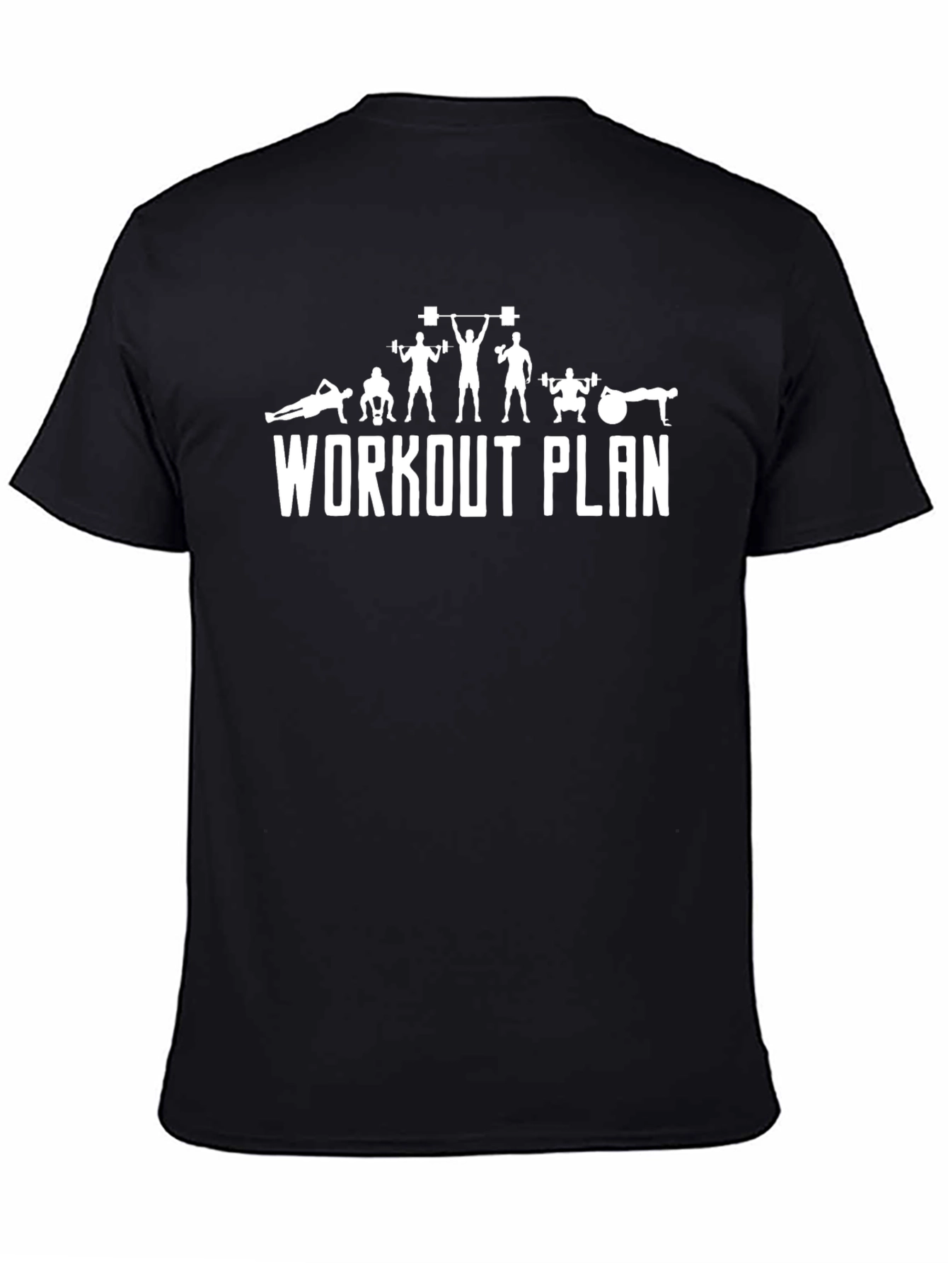 Workout Plan Graphic Tee - Black Cotton T-Shirt