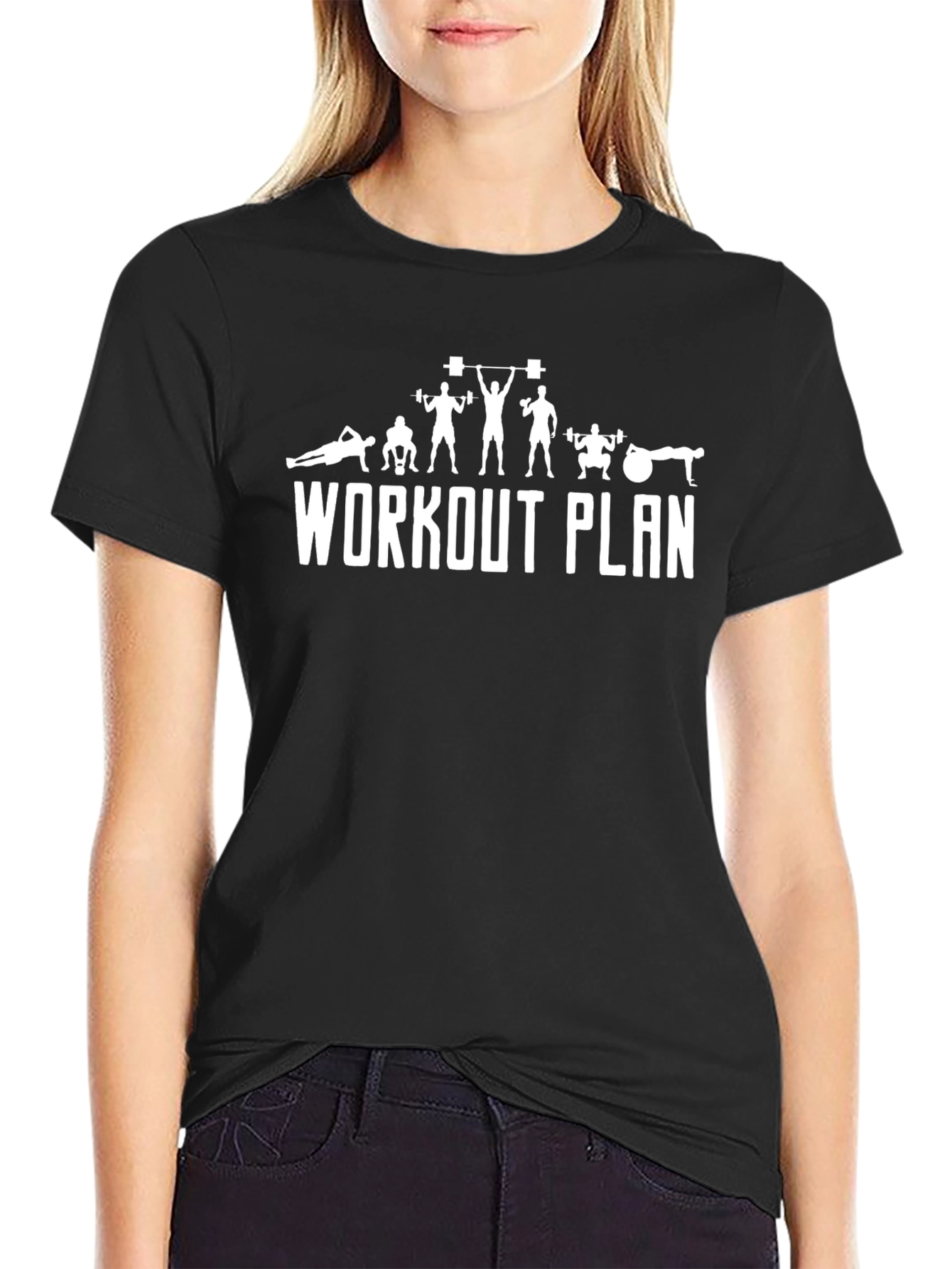 Workout Plan Graphic Tee - Black Cotton T-Shirt