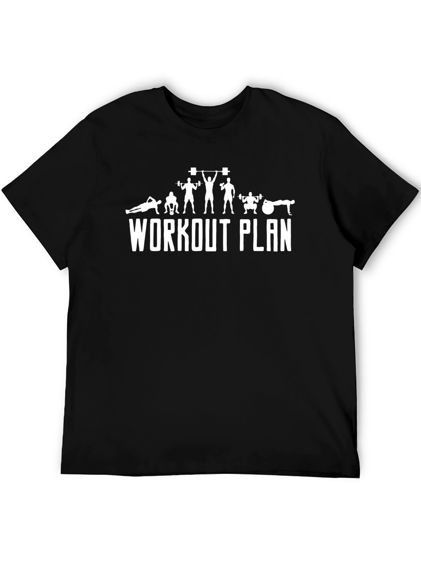 Workout Plan Graphic Tee - Black Cotton T-Shirt