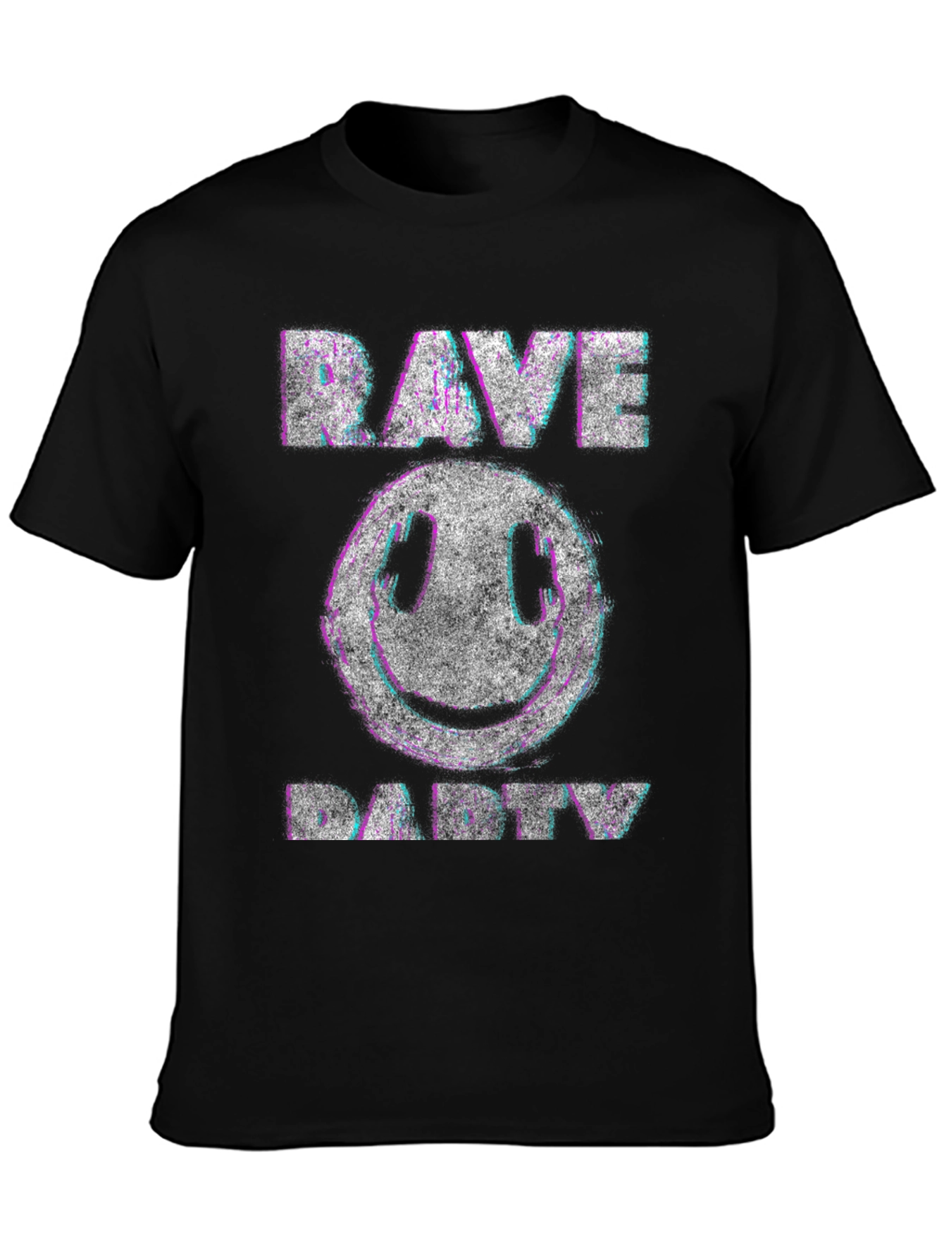 Rave Party Graphic T-Shirt - Distressed Smiley Face