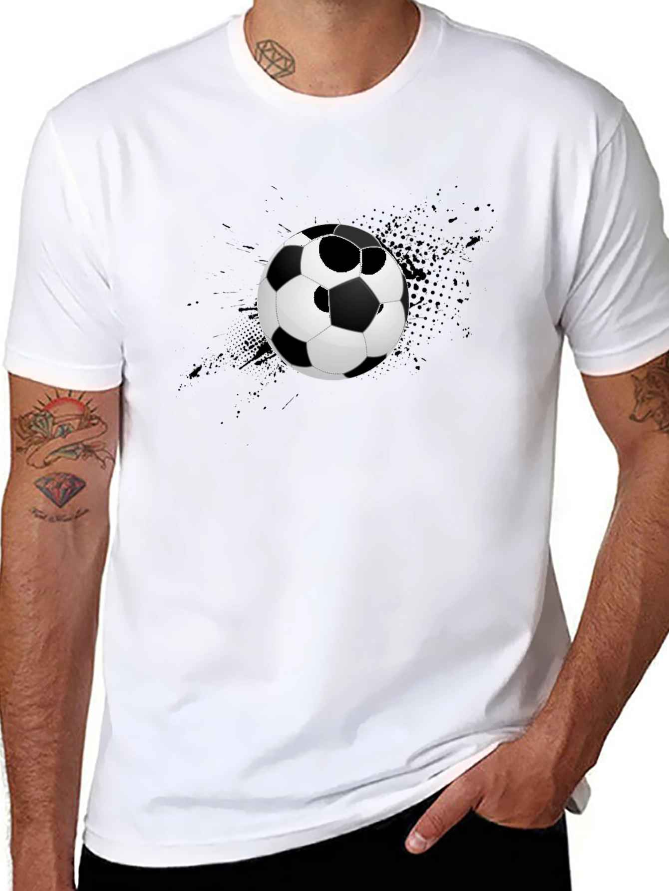 Soccer Ball Graphic T-Shirt - Stylish Black Tee