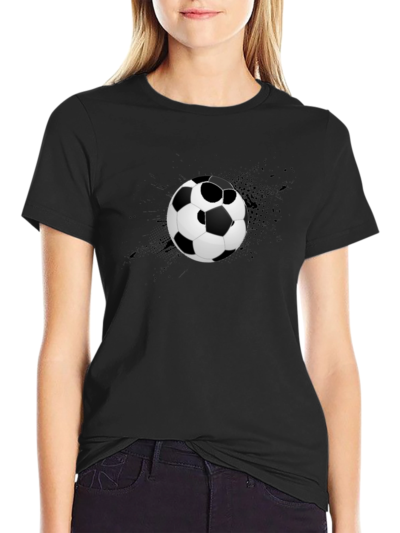 Soccer Ball Graphic T-Shirt - Stylish Black Tee
