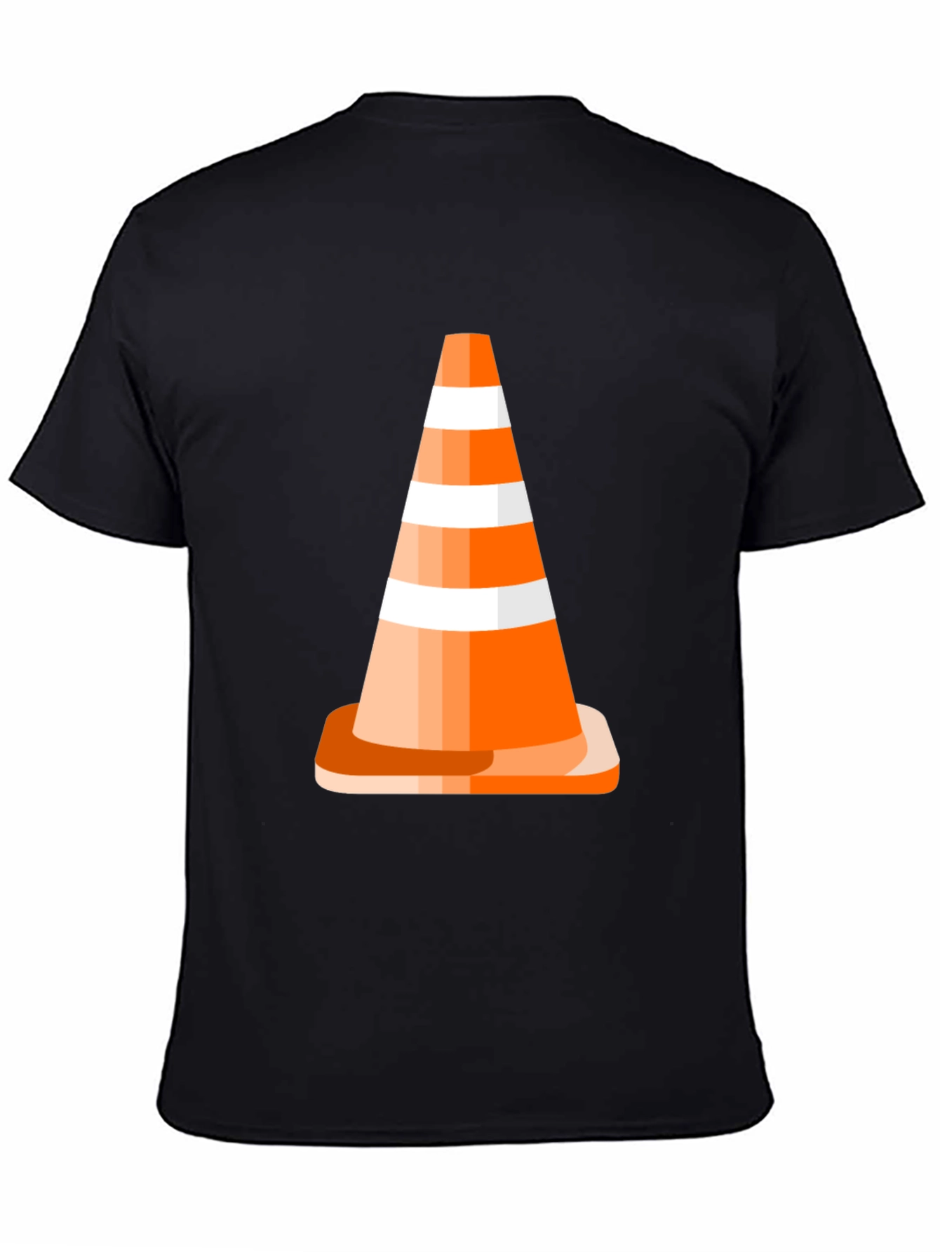 Traffic Cone Graphic Tee - Black Cotton Casual T-Shirt