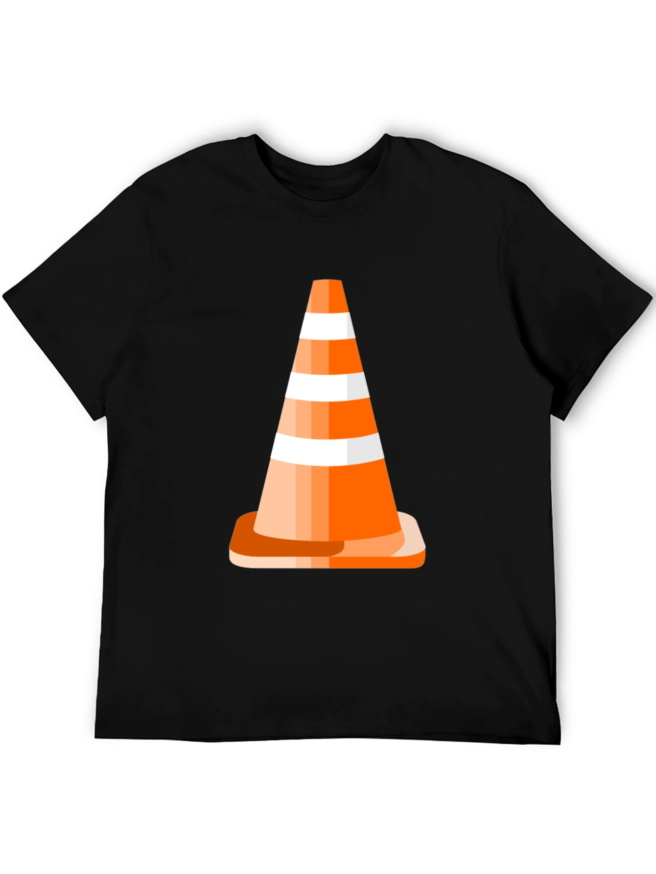 Traffic Cone Graphic Tee - Black Cotton Casual T-Shirt