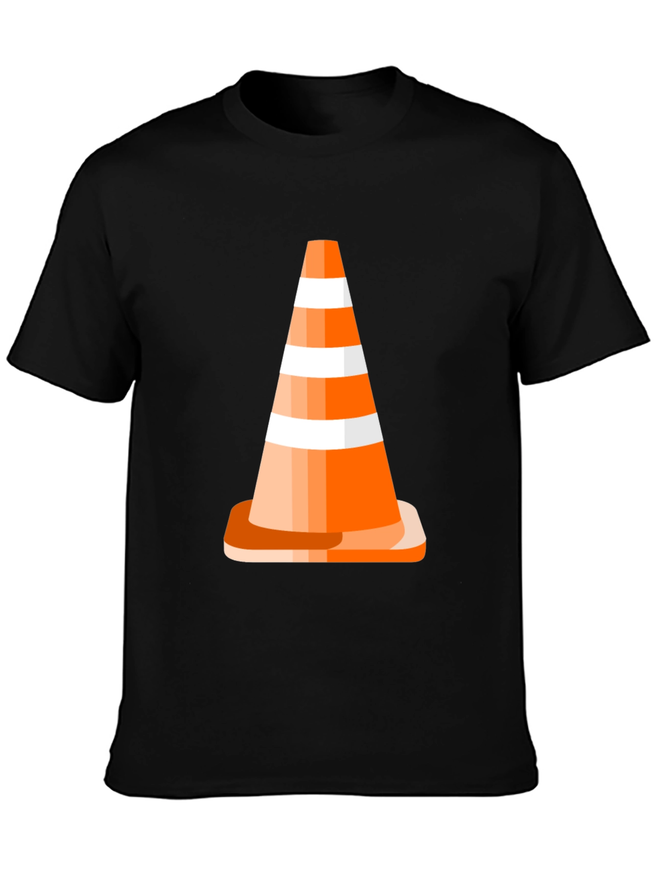 Traffic Cone Graphic Tee - Black Cotton Casual T-Shirt
