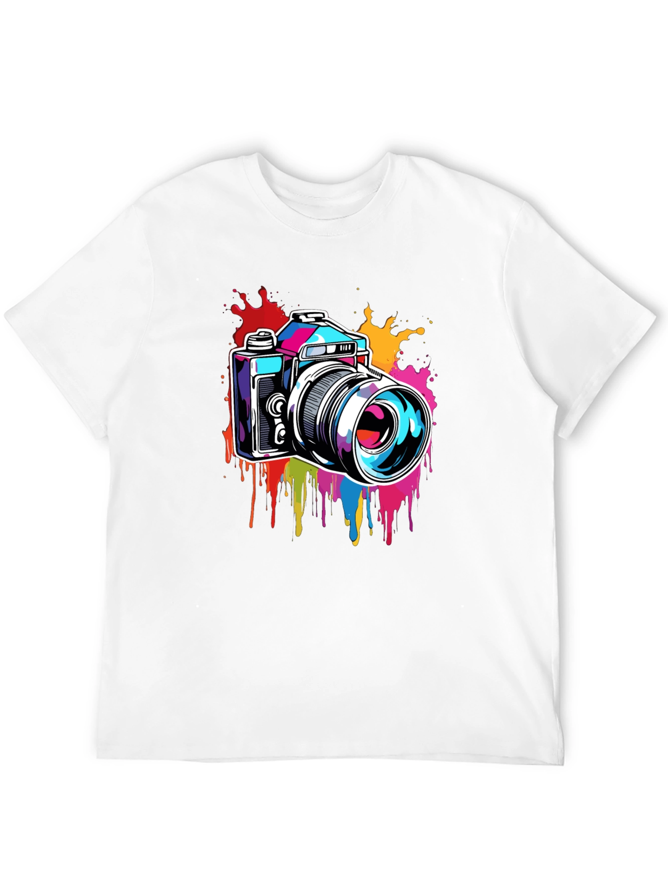 Retro Camera Splatter Graphic Tee - Black